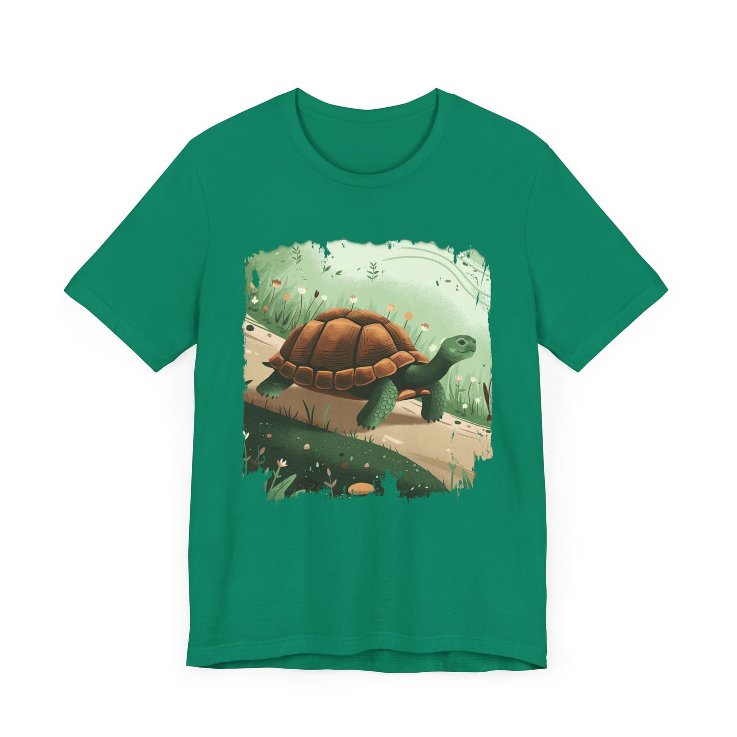 Brisk Tortoise Racing to the Finish Line with Breezy Green Pathway Graphic T-Shirt