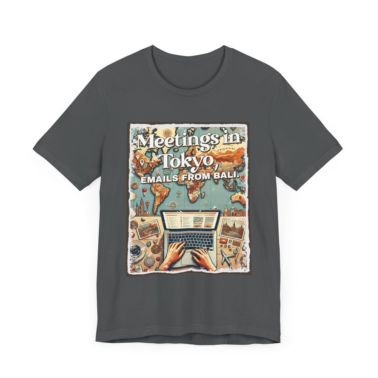 Remote Work Global Adventures Shirt V1, Digital Nomad Tee, Laptop Lifestyle T Shirt, Travel Lover Gift, Freelancer Work Apparel