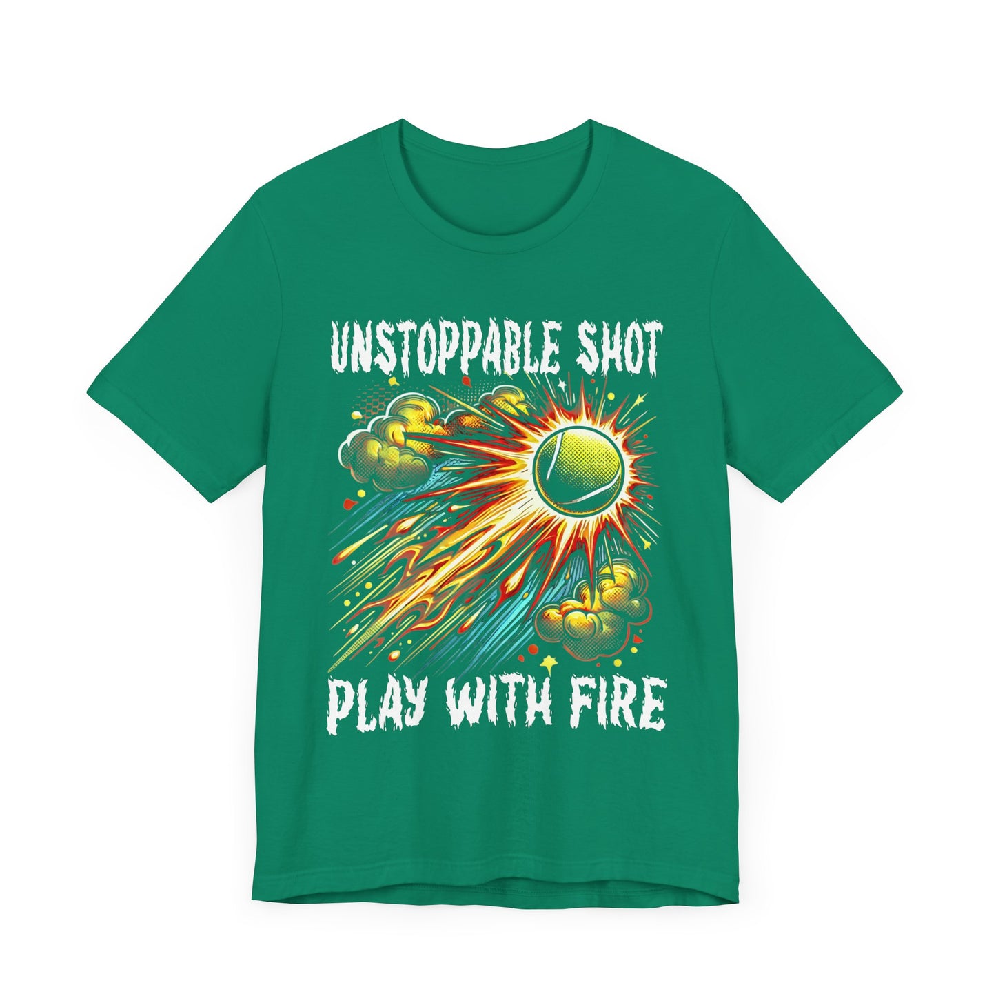 Unstoppable Shot, Play with Fire | Flaming Tennis Ball Graphic T-Shirt