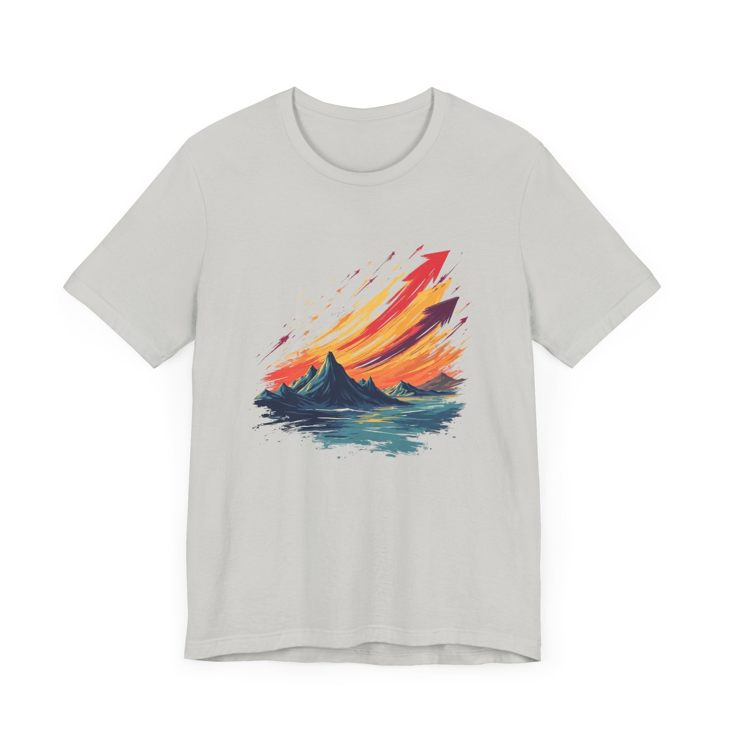 Mountain Sunset Arrows – Vibrant Sky with Upward Arrow Shapes Graphic T-Shirt