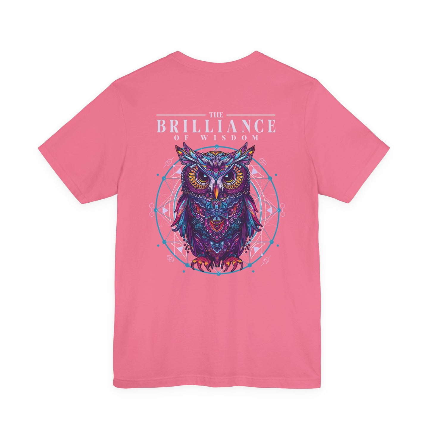 The Brilliance of Wisdom T-Shirt – Vibrant Owl with Geometric Art