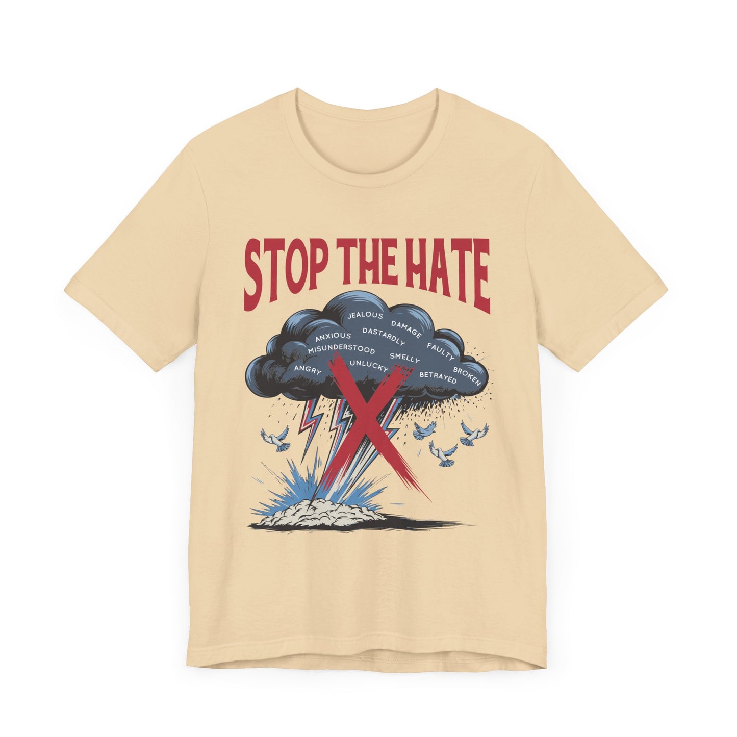 STOP the HATE | Black Cloud Striking Ground with Lightning Graphic T-Shirt
