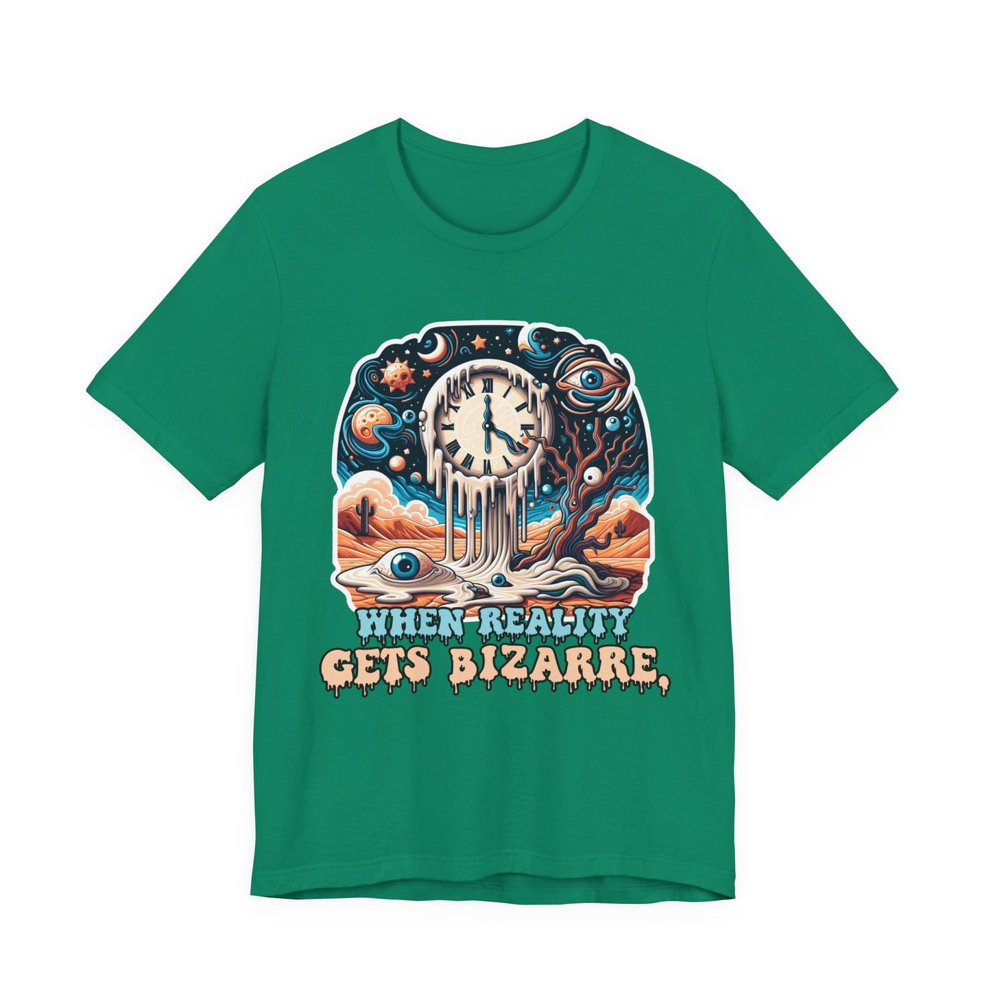 When Reality Becomes Bizarre Tshirt – Surreal Melting Sky, Clocks, and Desert Landscape