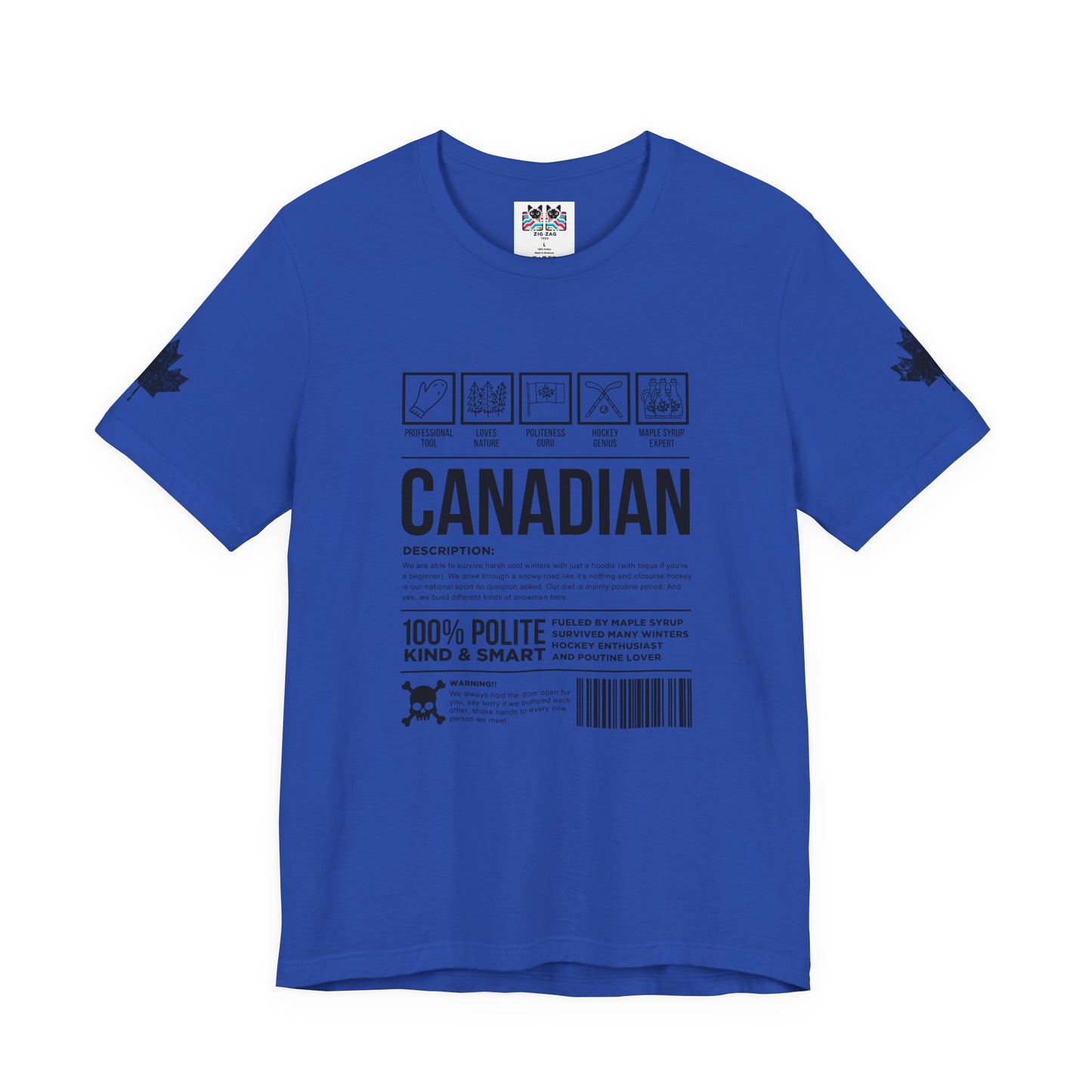 Canadian Traits Nutrition Facts - Black Print T-Shirt