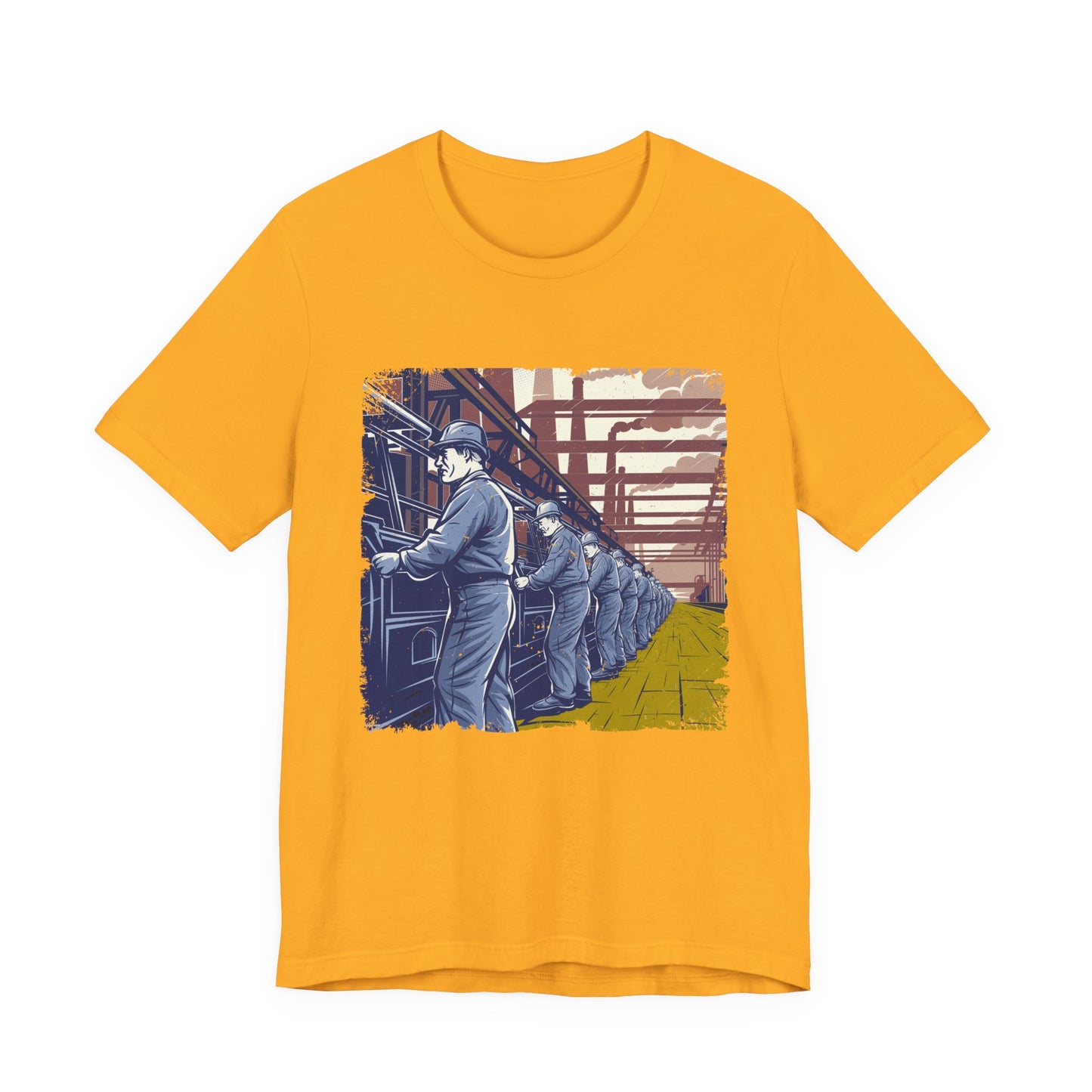 Factory Life, 1800s Edition Tshirt – Assembly Line Workers and Historic Factory Scene
