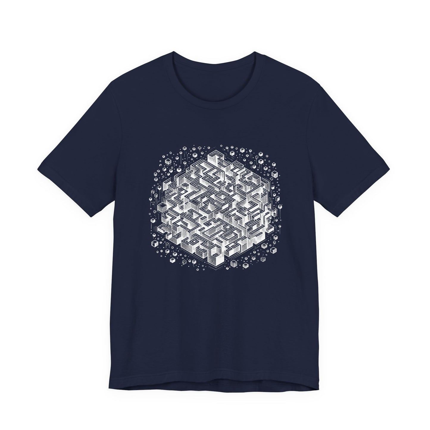 Cube Cascade – Cubic Maze with Floating Cubes Graphic T-Shirt