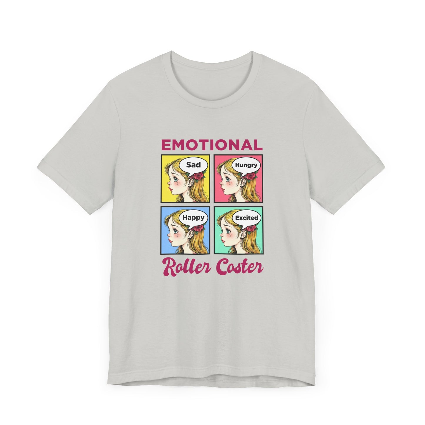 Emotional Roller Coaster – Four Faces, One Journey Graphic T-Shirt