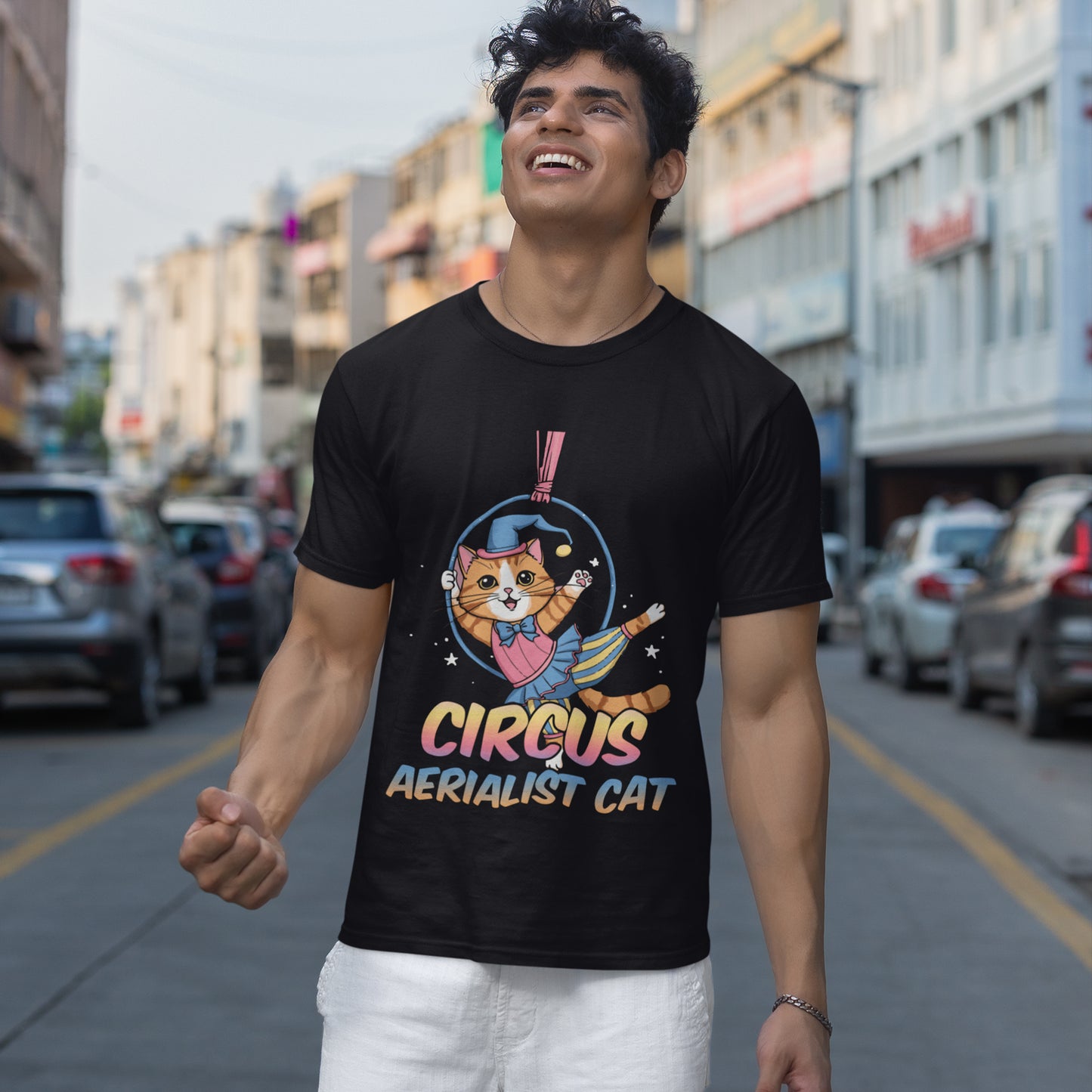 Circus Aerialist Cat - Cute and Funny Performer T-Shirt