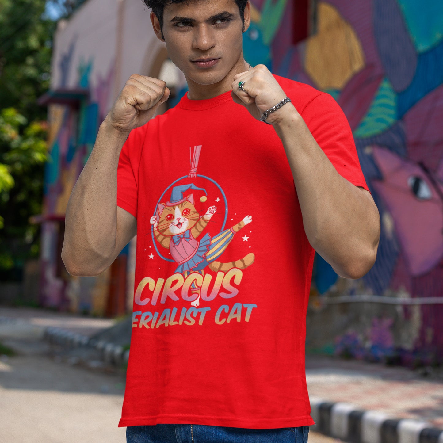 Circus Aerialist Cat - Cute and Funny Performer T-Shirt