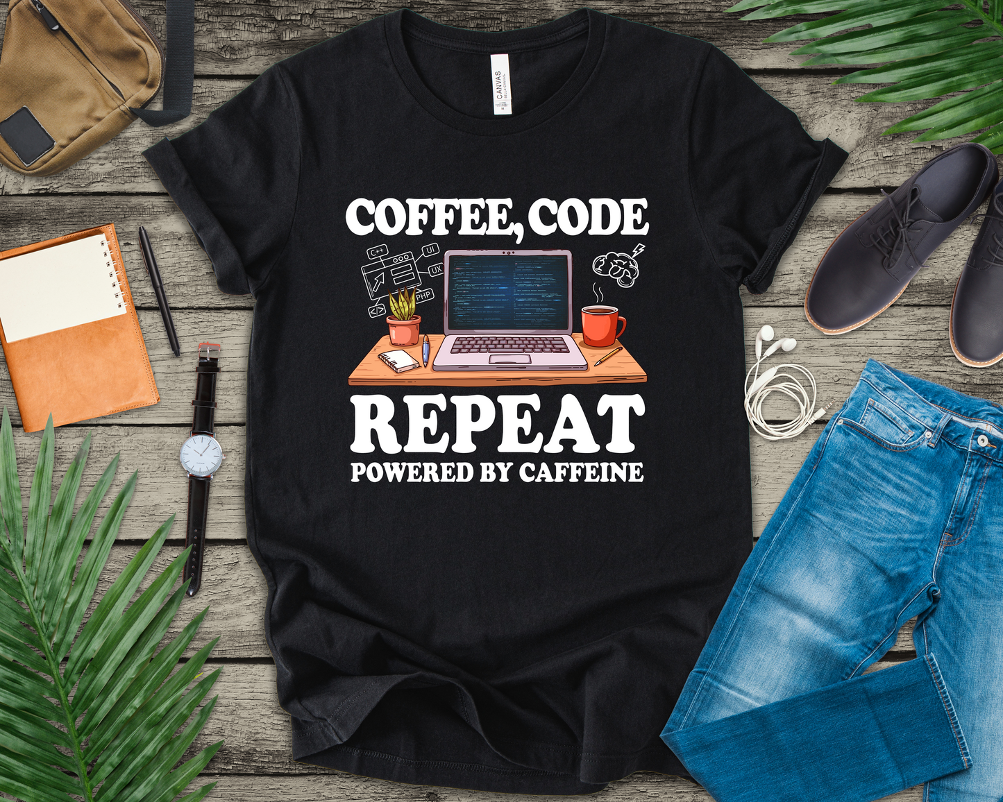 Coffee, Code, Repeat Official Graphic Statement Tee for Bold Minds, Modern Thinkers, and Everyday Expression Everywhere