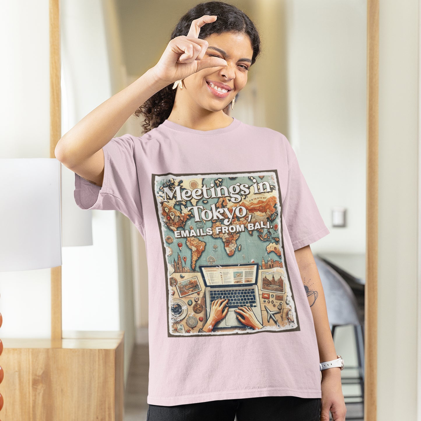 Remote Work Global Adventures Shirt V1, Digital Nomad Tee, Laptop Lifestyle T Shirt, Travel Lover Gift, Freelancer Work Apparel