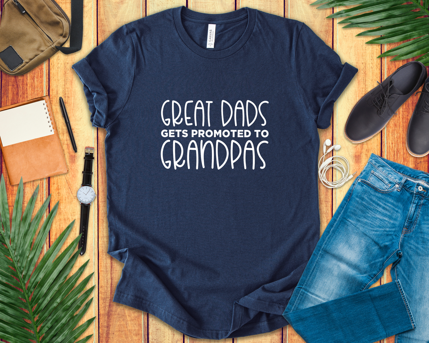 Great Dads Get Promoted to Grandpas T-Shirt – Proud Grandpa Promotion Tee