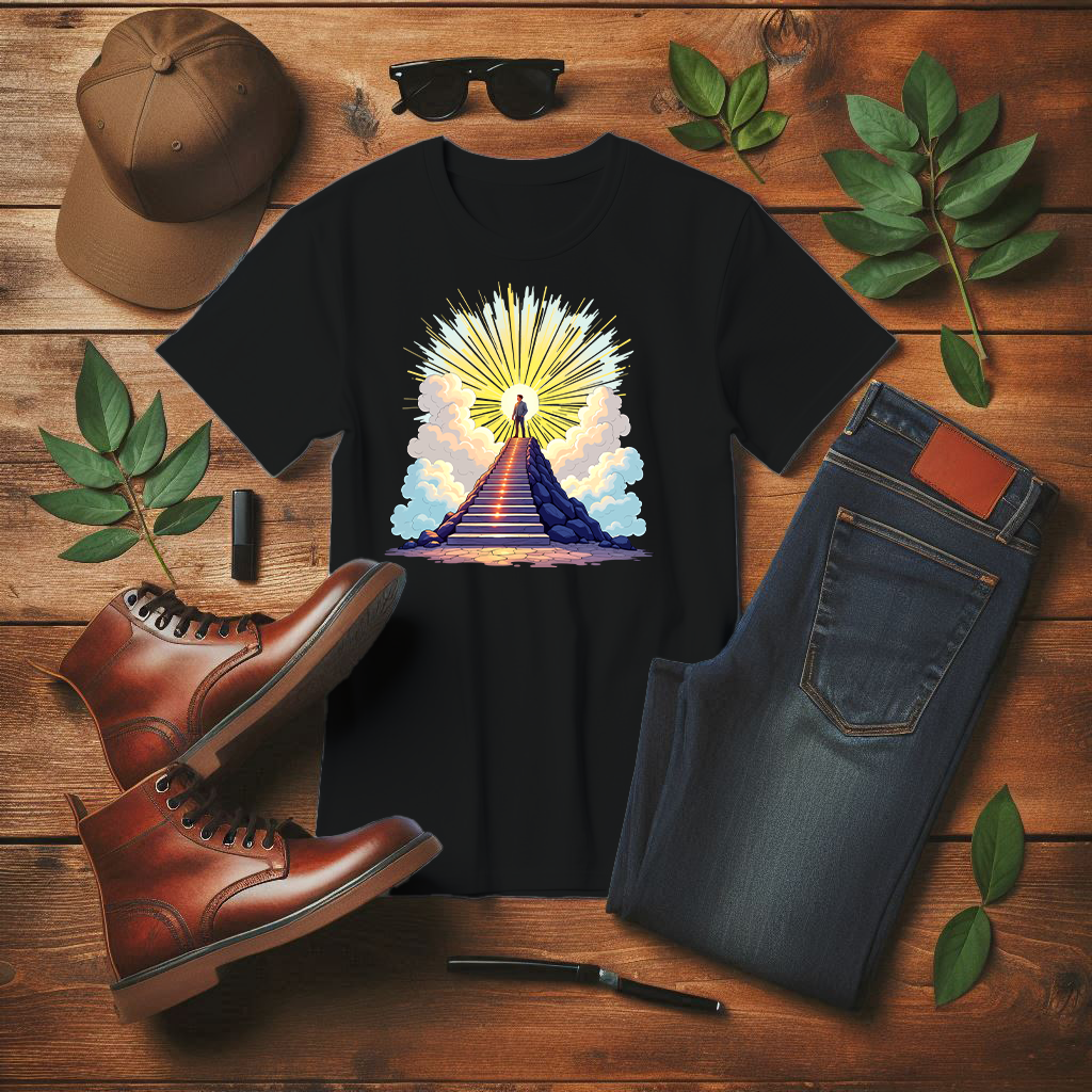 Believe Receive Achieve Inspirational Sunrise Stairway Success T-Shirt