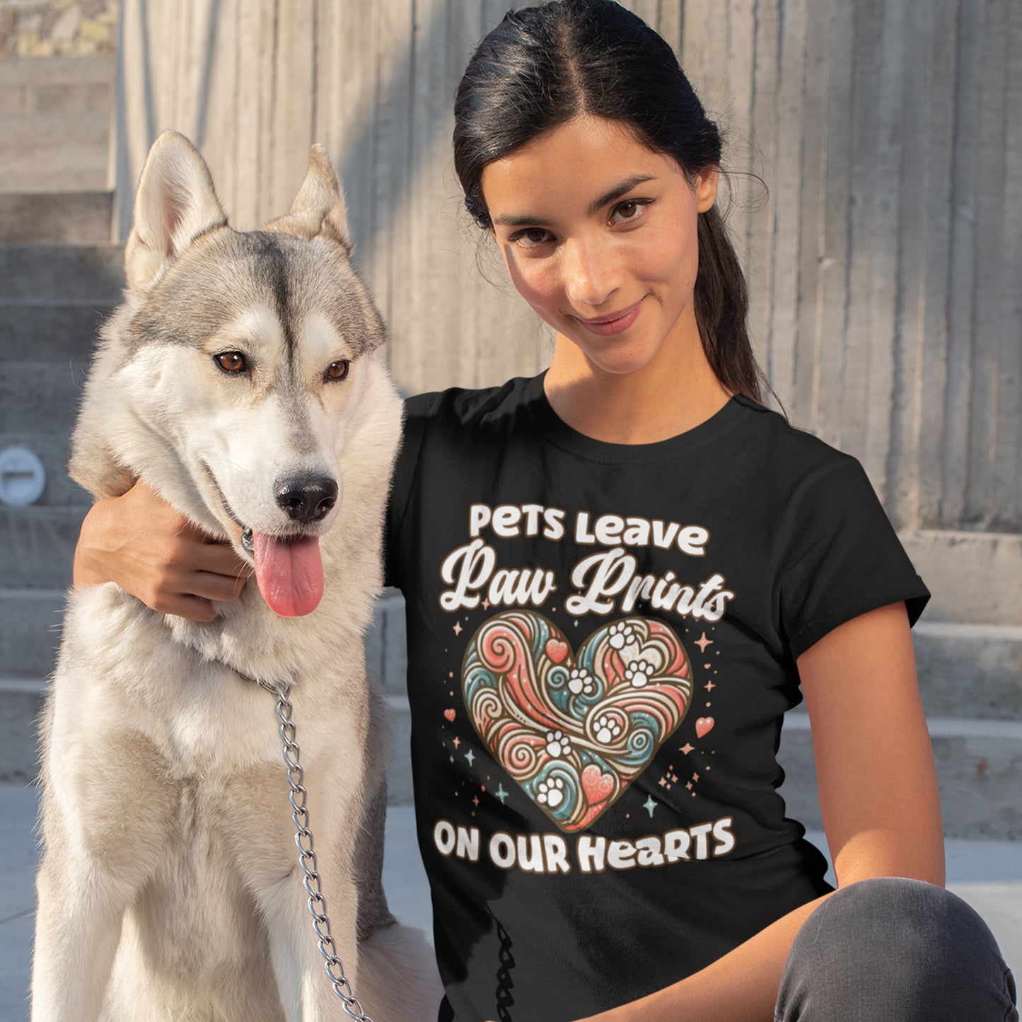 Pets Leave Paw Prints on Our Hearts | Abstract Heart Graphic T-Shirt