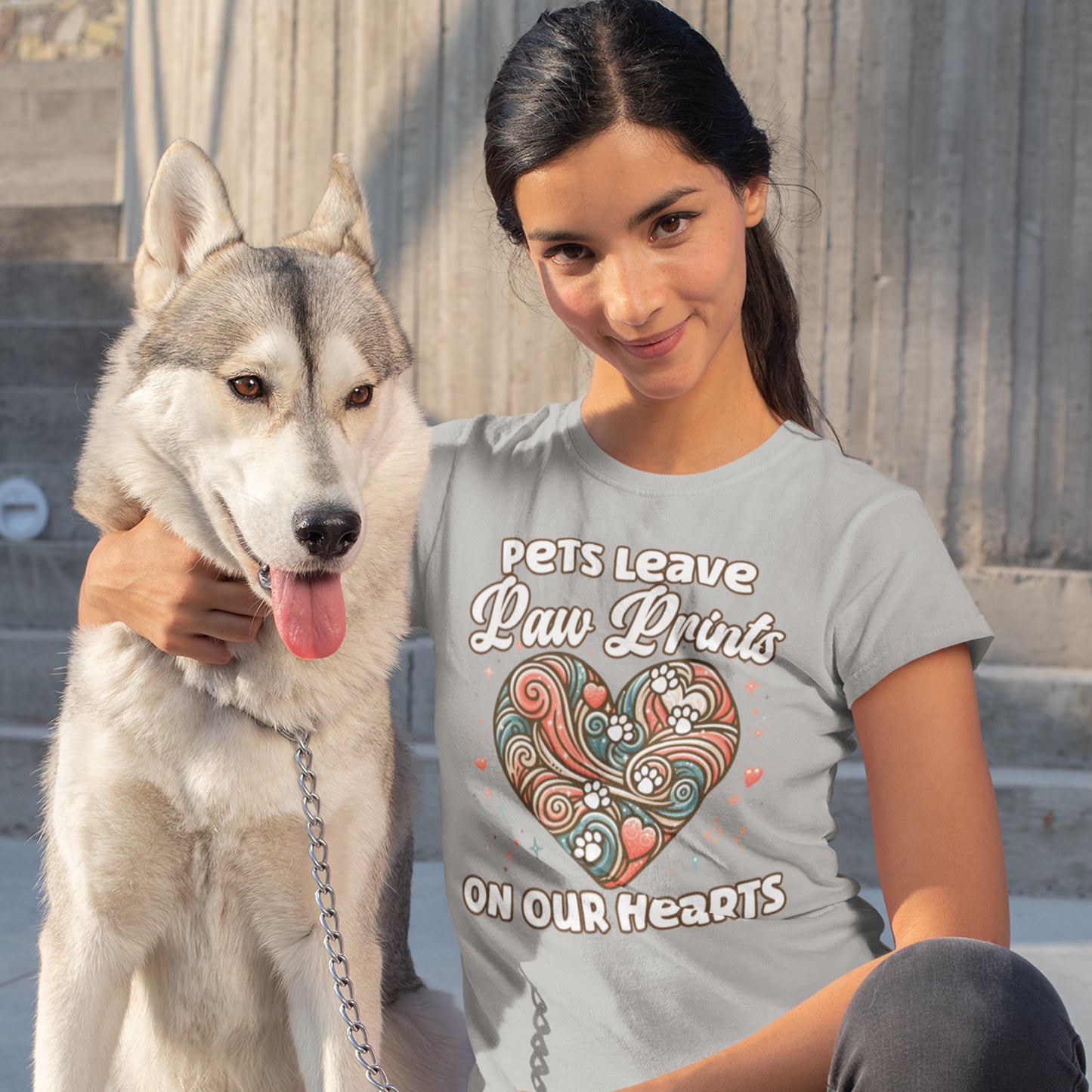 Pets Leave Paw Prints on Our Hearts | Abstract Heart Graphic T-Shirt