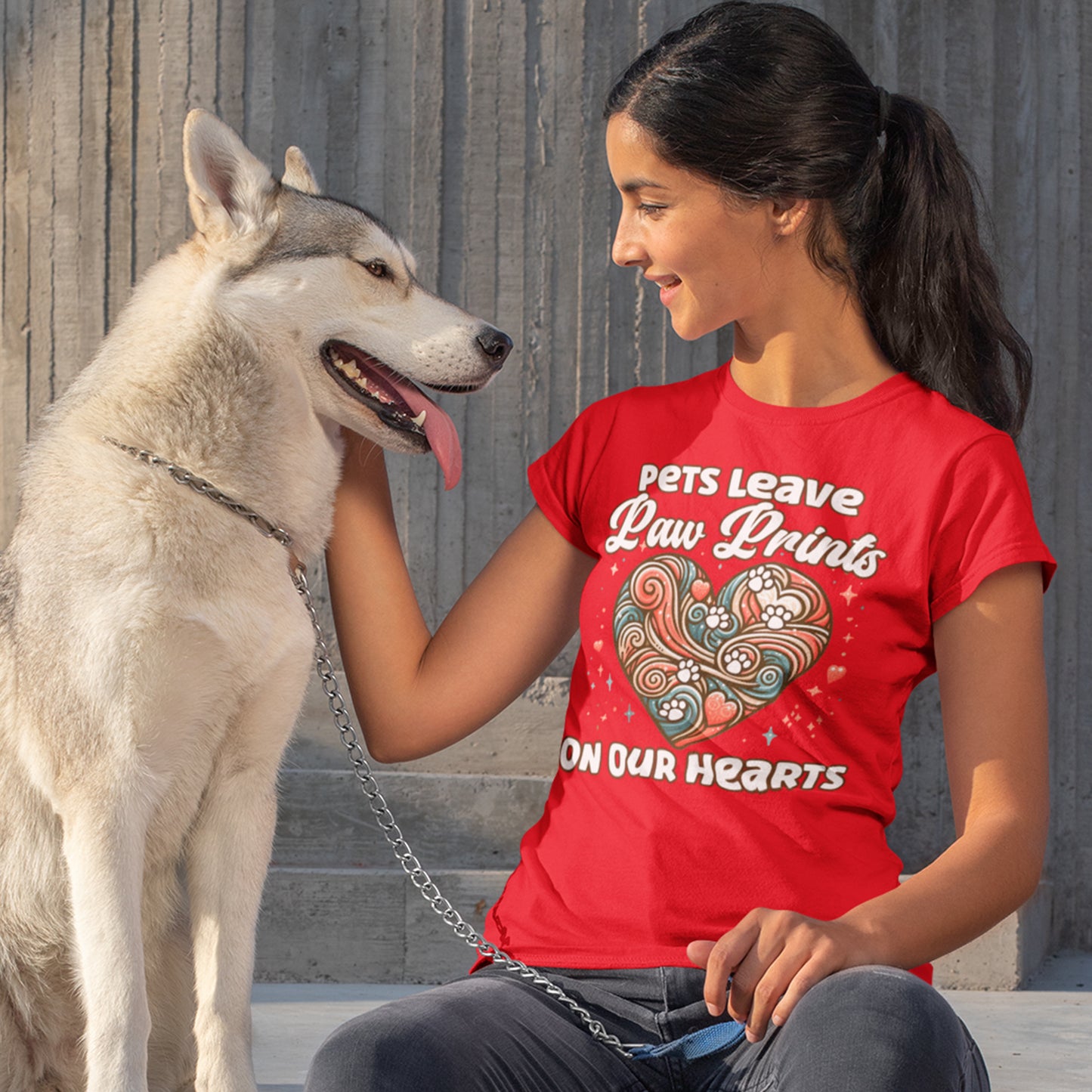 Pets Leave Paw Prints on Our Hearts | Abstract Heart Graphic T-Shirt