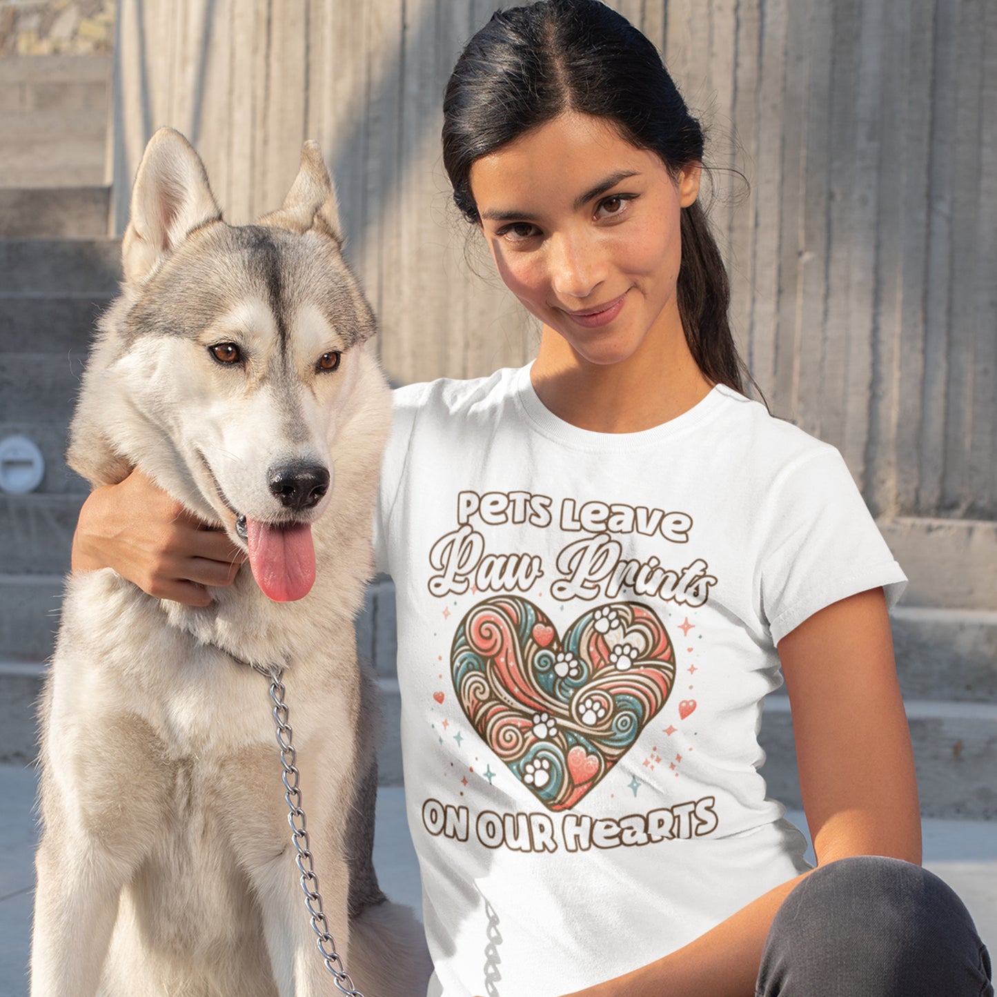 Pets Leave Paw Prints on Our Hearts | Abstract Heart Graphic T-Shirt