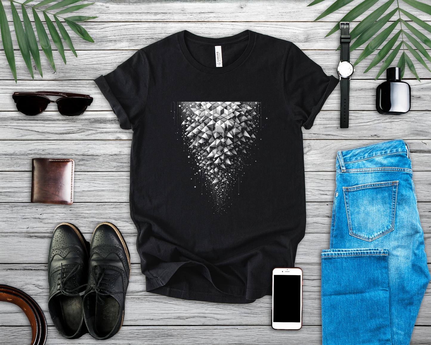 Hexagonal Flow – Falling Hexagon Pattern Graphic T-Shirt
