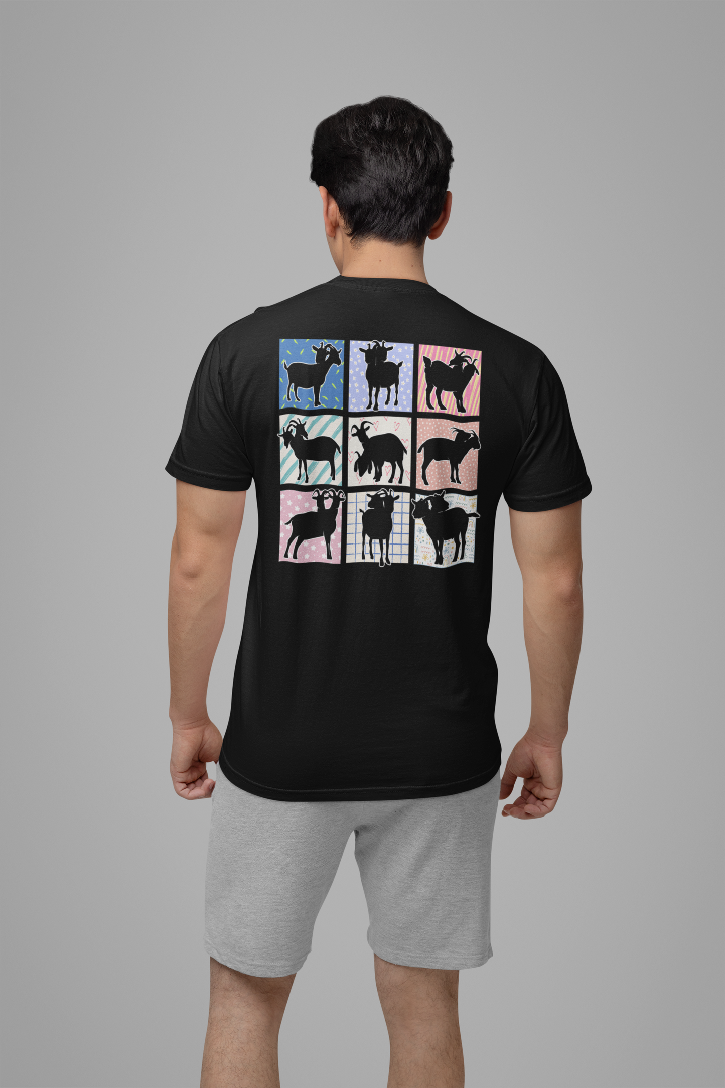 Double-Headed Goat Outline Graphic T-Shirt