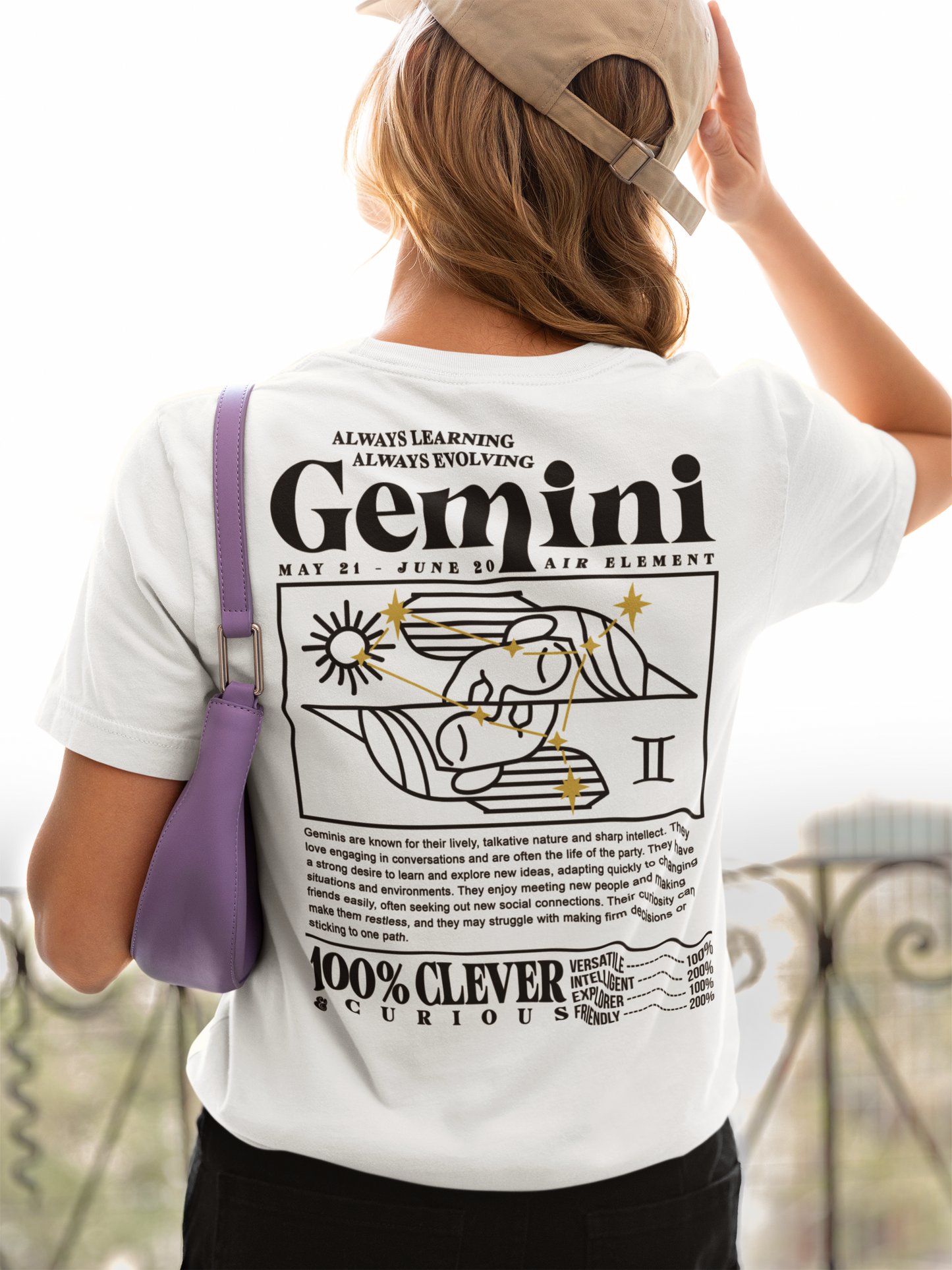 Gemini Zodiac T-Shirt – Clever and Curious Air Sign Graphic