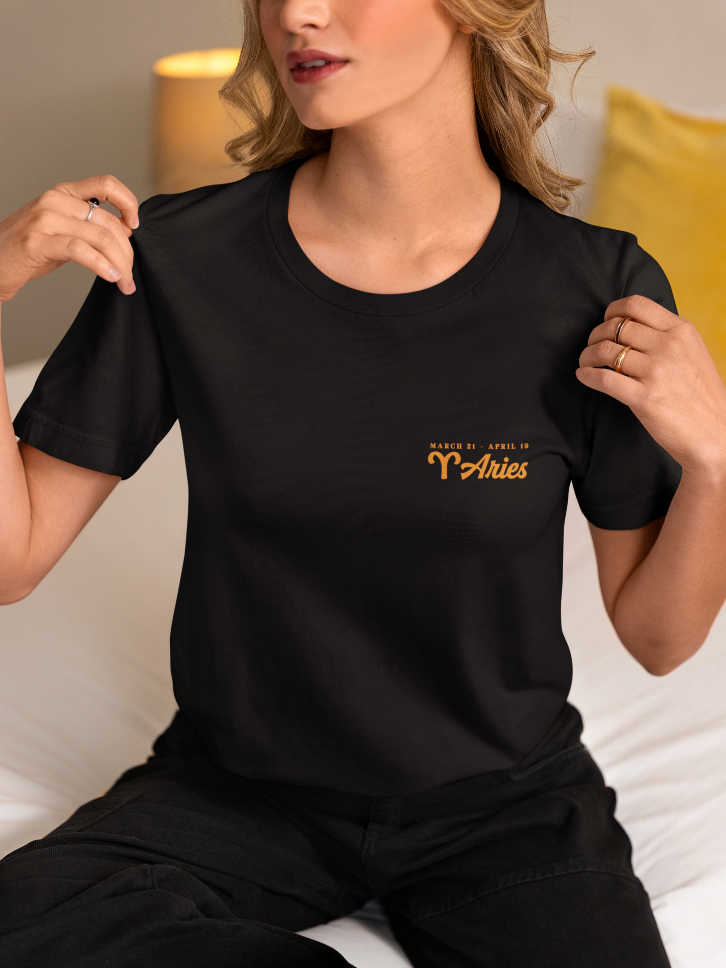 Aries Fueled by Fire T-Shirt – Ram Head with Zodiac Astrological Wheel
