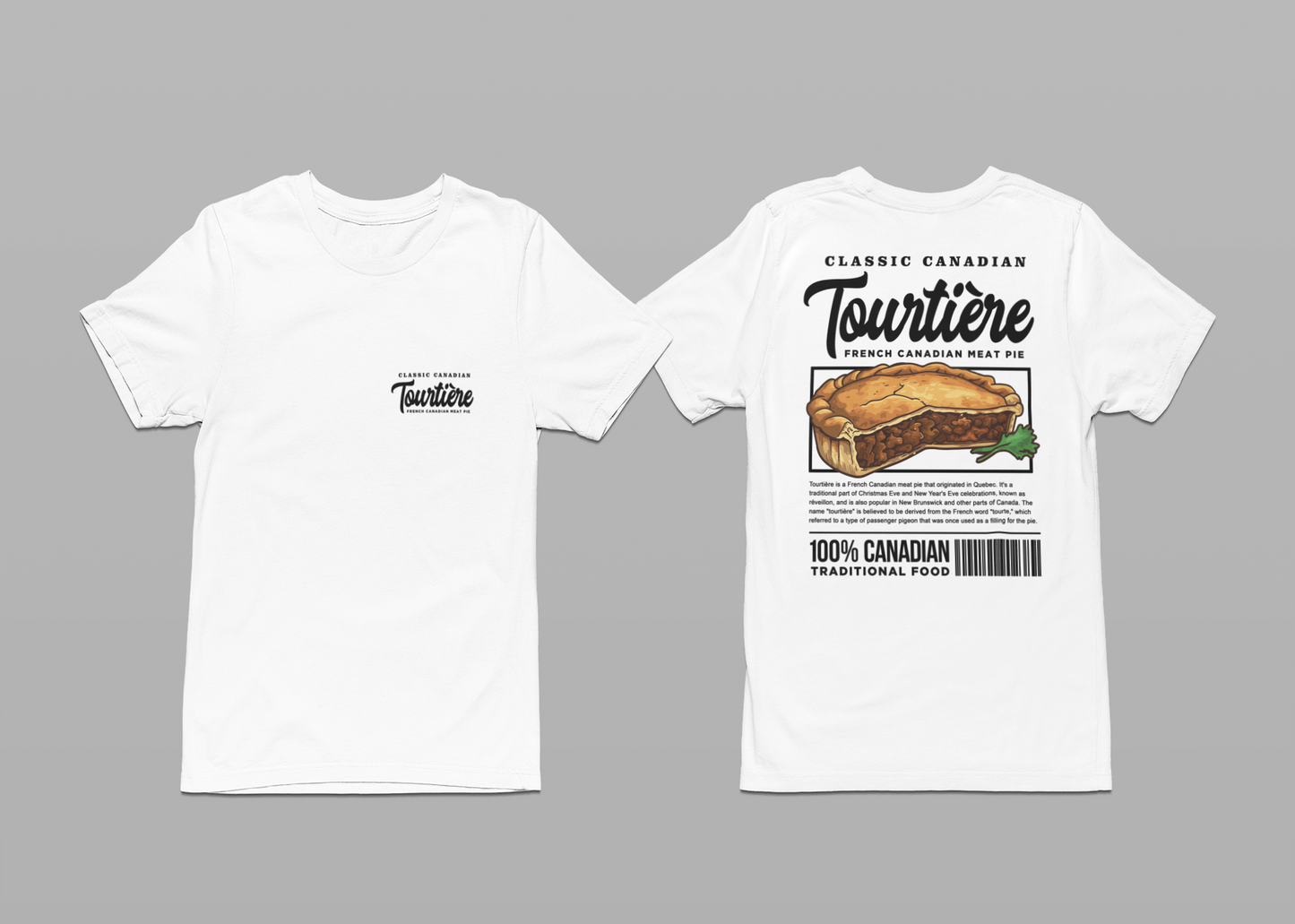 Classic Canadian Tourtiere T-Shirt – Featuring Iconic Ingredients & French Canadian Origins