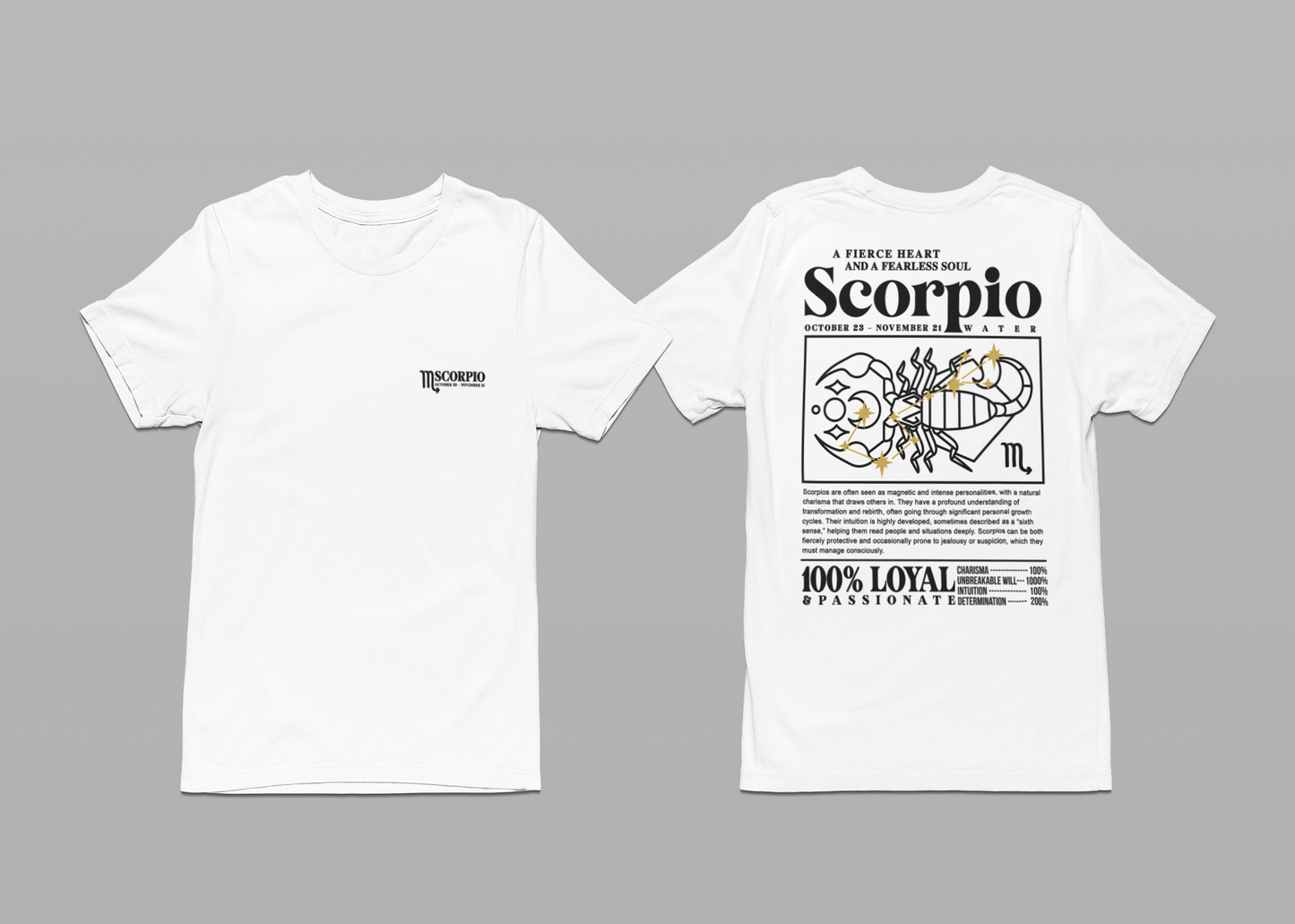 Scorpio Fierce Heart T-Shirt – Zodiac Sign with Bold Scorpion Graphic