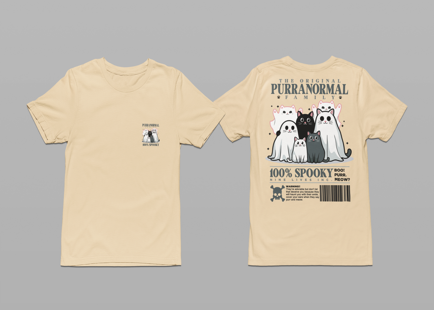 The Purranormal Family T-Shirt – Real and Ghost Cats Spooky Graphic