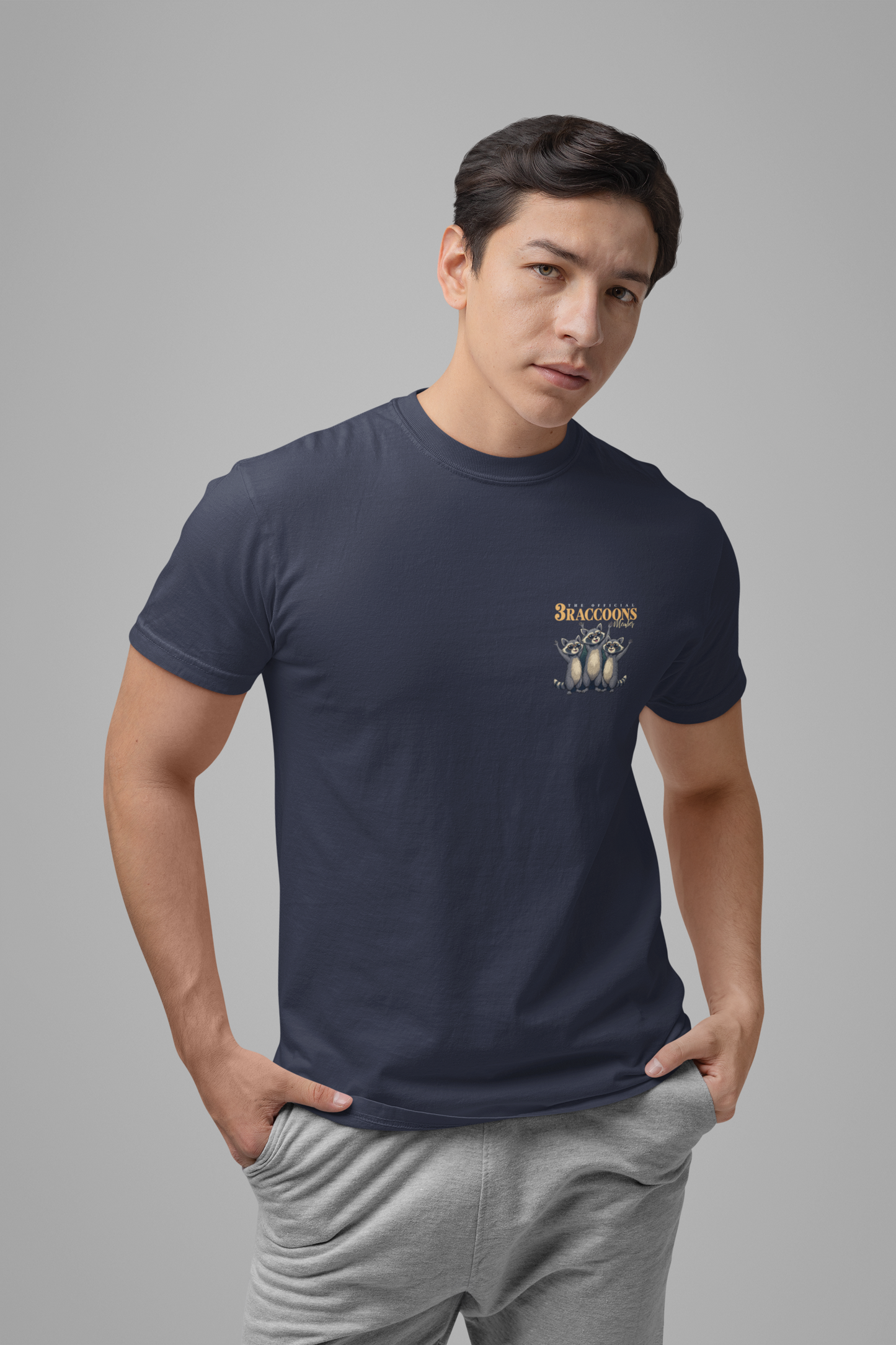 The Classic 3 Raccoons Members T-Shirt – Moonlight Raccoon Adventure Graphic