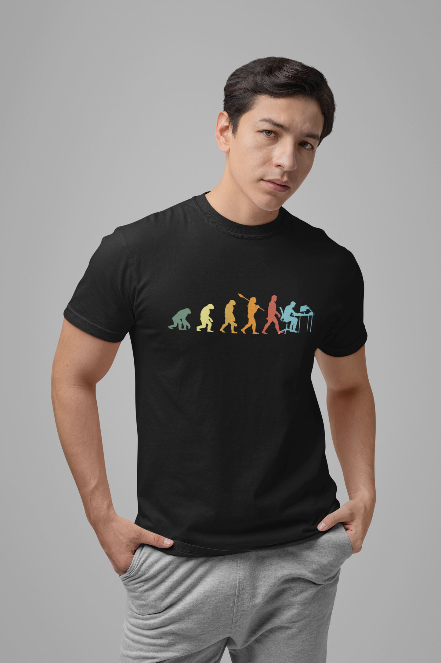 Evolution of Man to Computer User T-Shirt