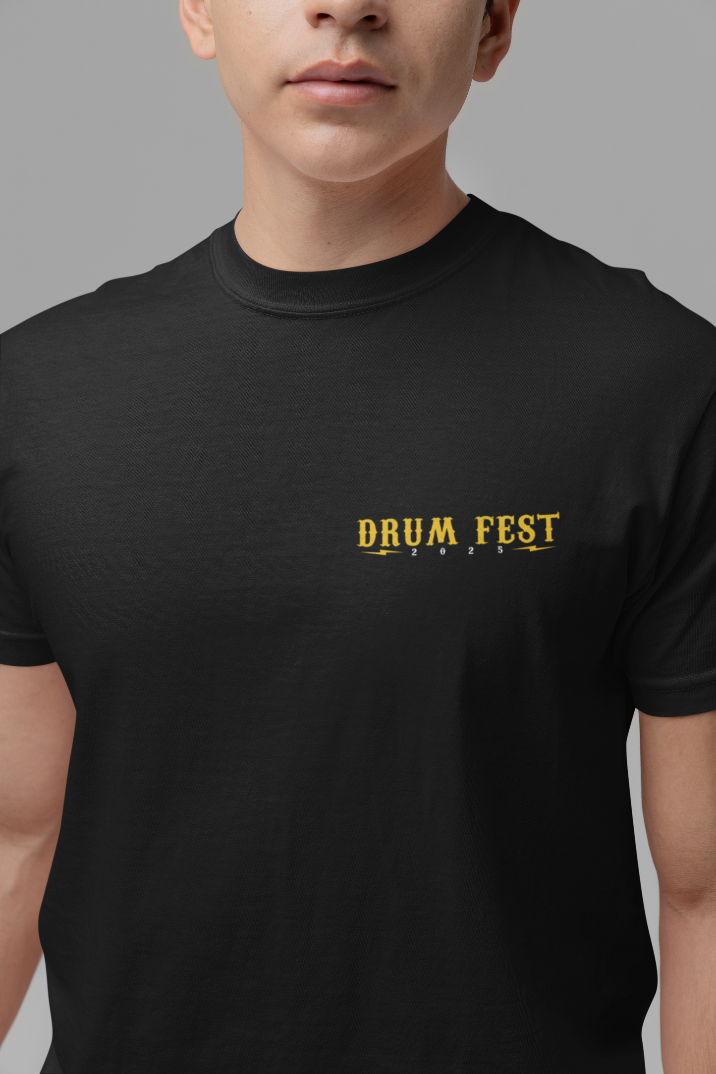 All Bones Drum Fest 2025 T-Shirt – Skeleton Drummer Fiery Rock Design