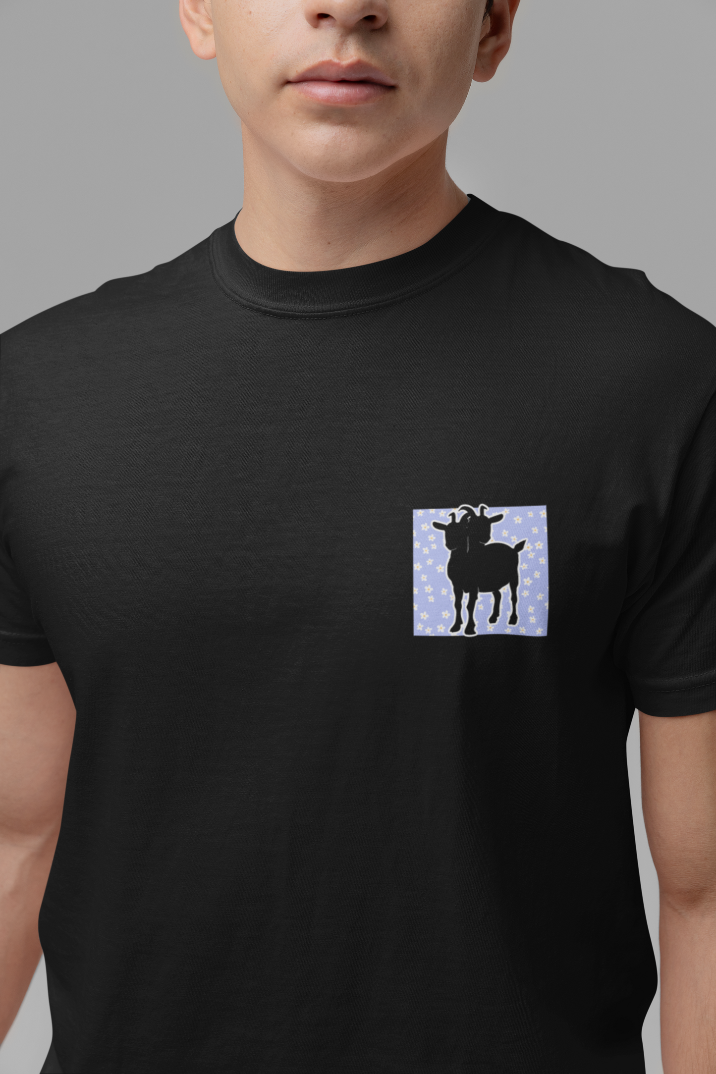 Double-Headed Goat Outline Graphic T-Shirt