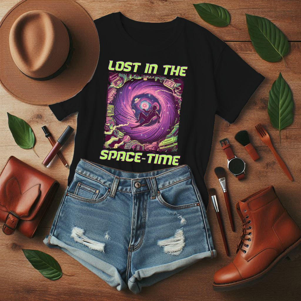 Lost in the Space Time Psychedelic Galaxy Spiral T-Shirt