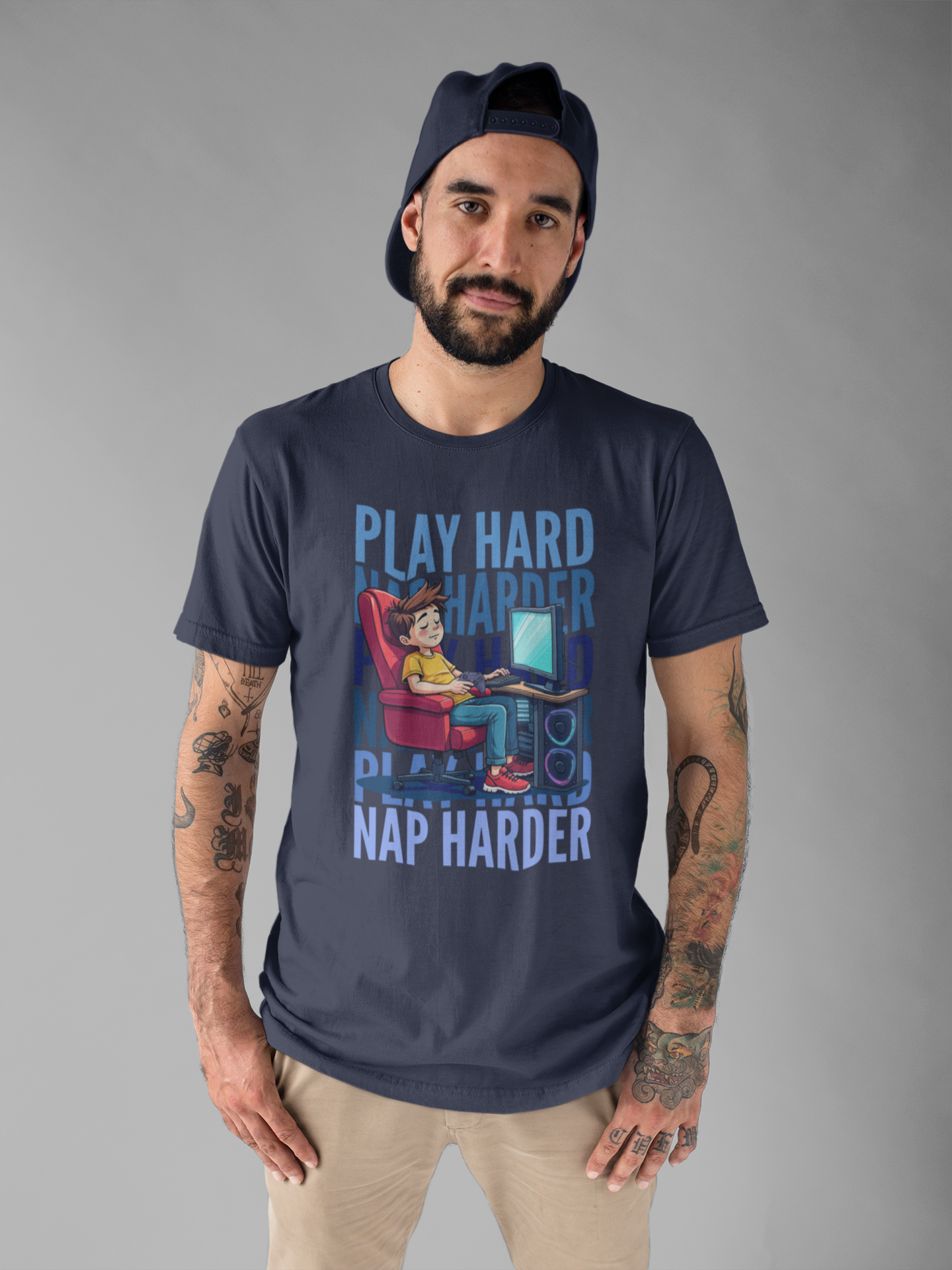 Play Hard Nap Harder Tee, Gamer Sleep Shirt, Funny Gaming Lifestyle Graphic, Controller Down Top, Sleepy Nerd Gift