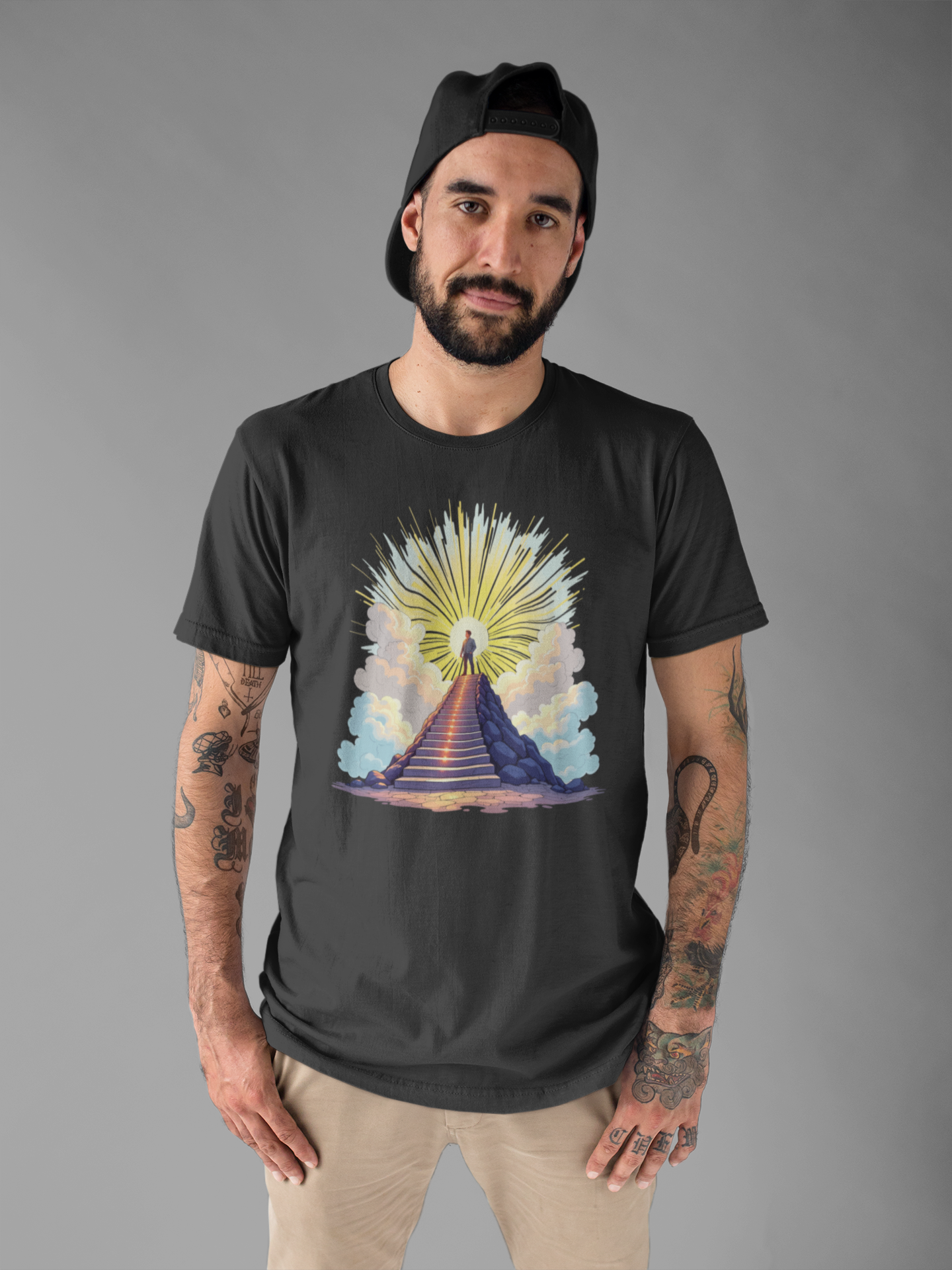 Believe Receive Achieve Inspirational Sunrise Stairway Success T-Shirt