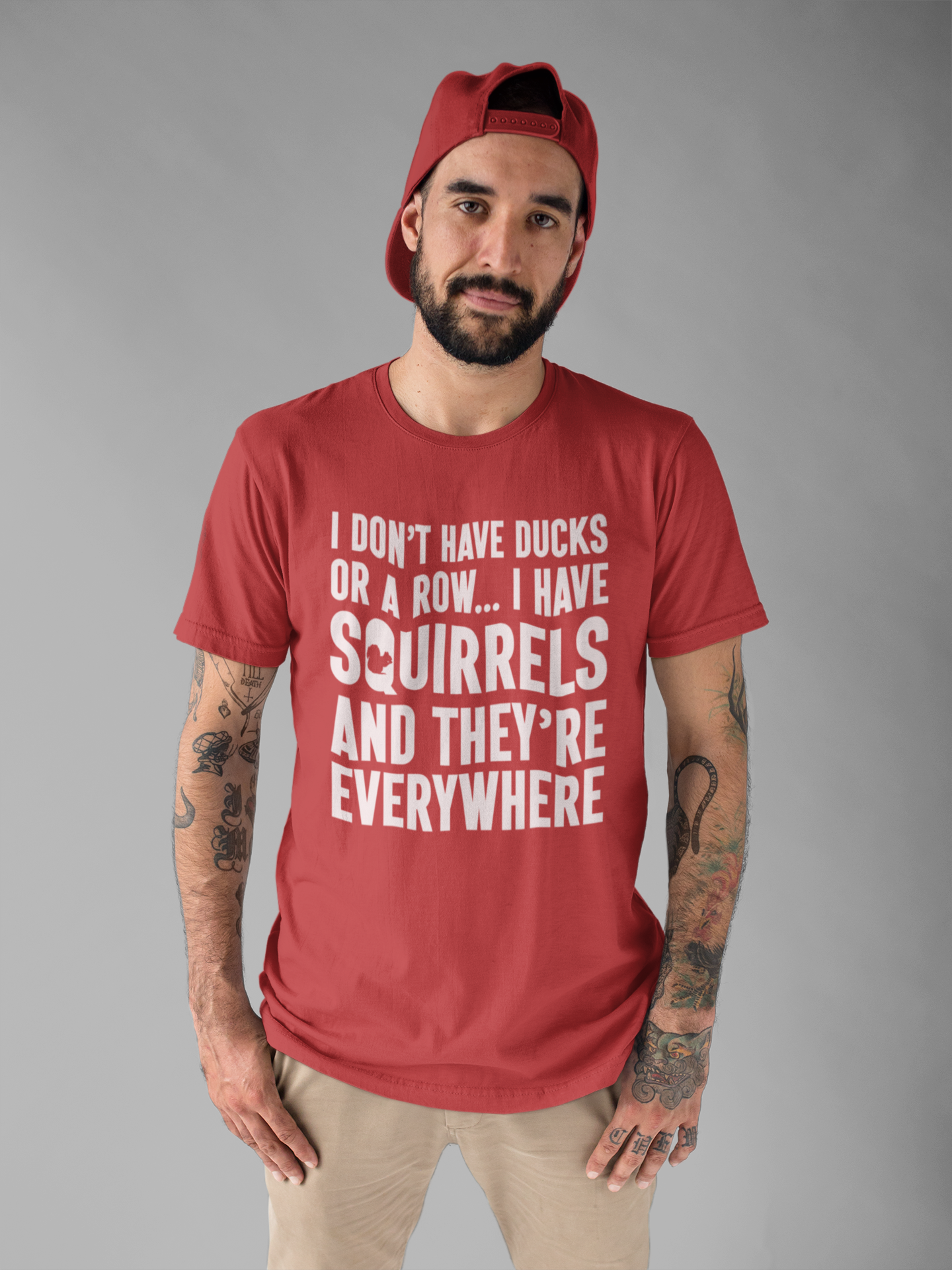 Squirrel Chaos T-Shirt – Funny “I Don’t Have Ducks or a Row” Wildlife Humor Tee