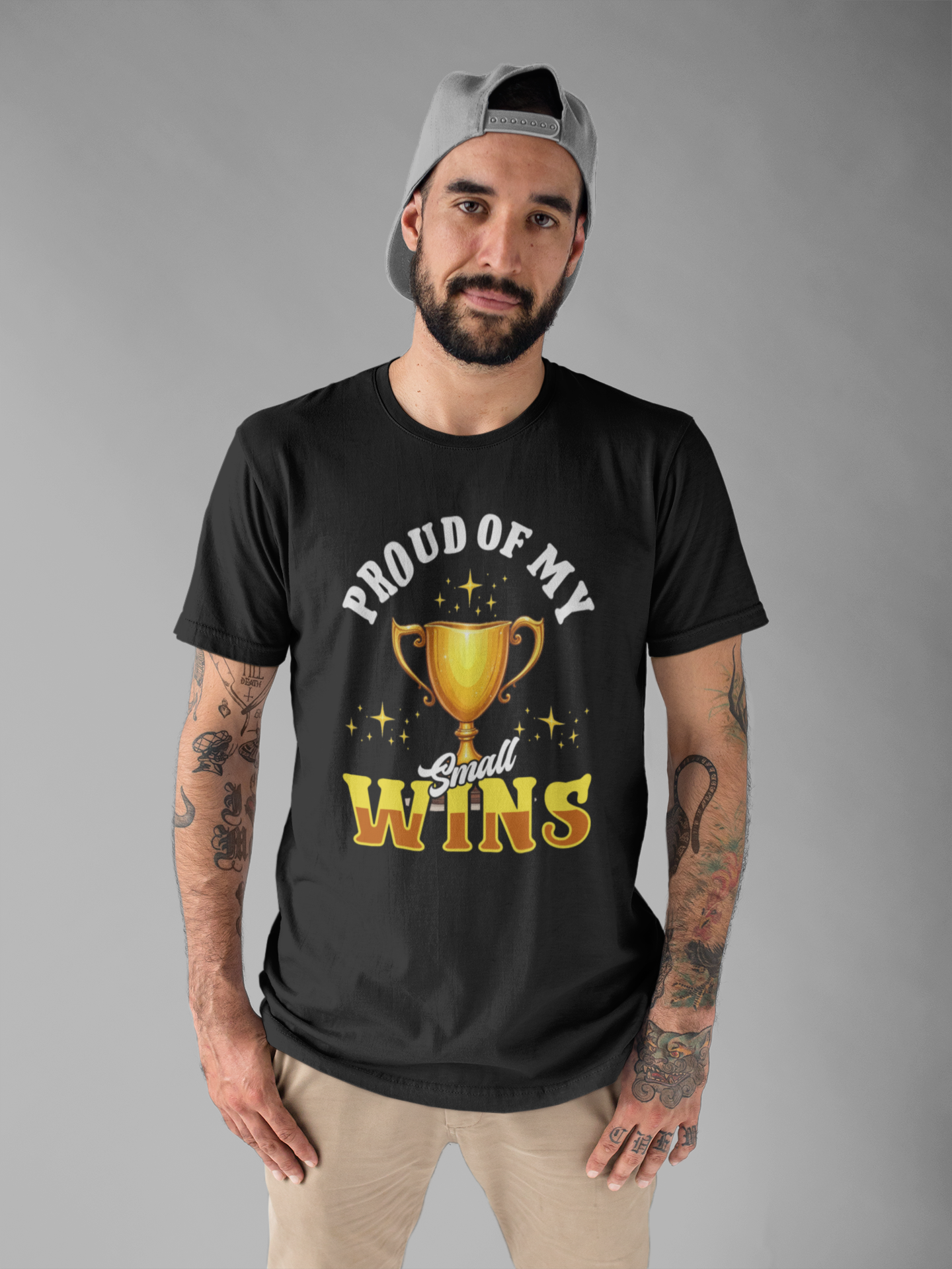 Celebrate Small Wins Tee – Trophy and Positive Quote Shirt