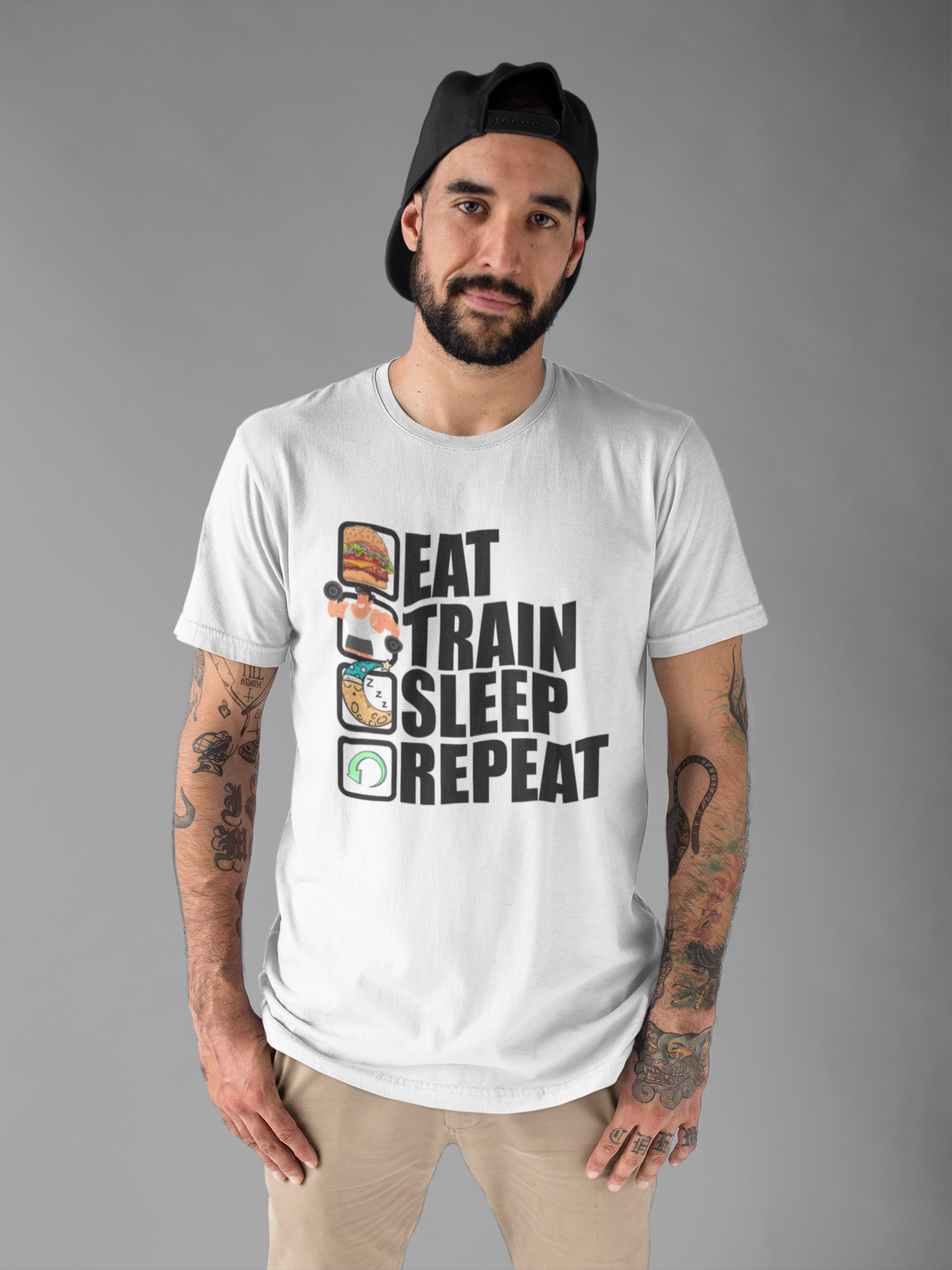 Eat Train Sleep Repeat Fitness Gym Motivation Lifestyle T-Shirt