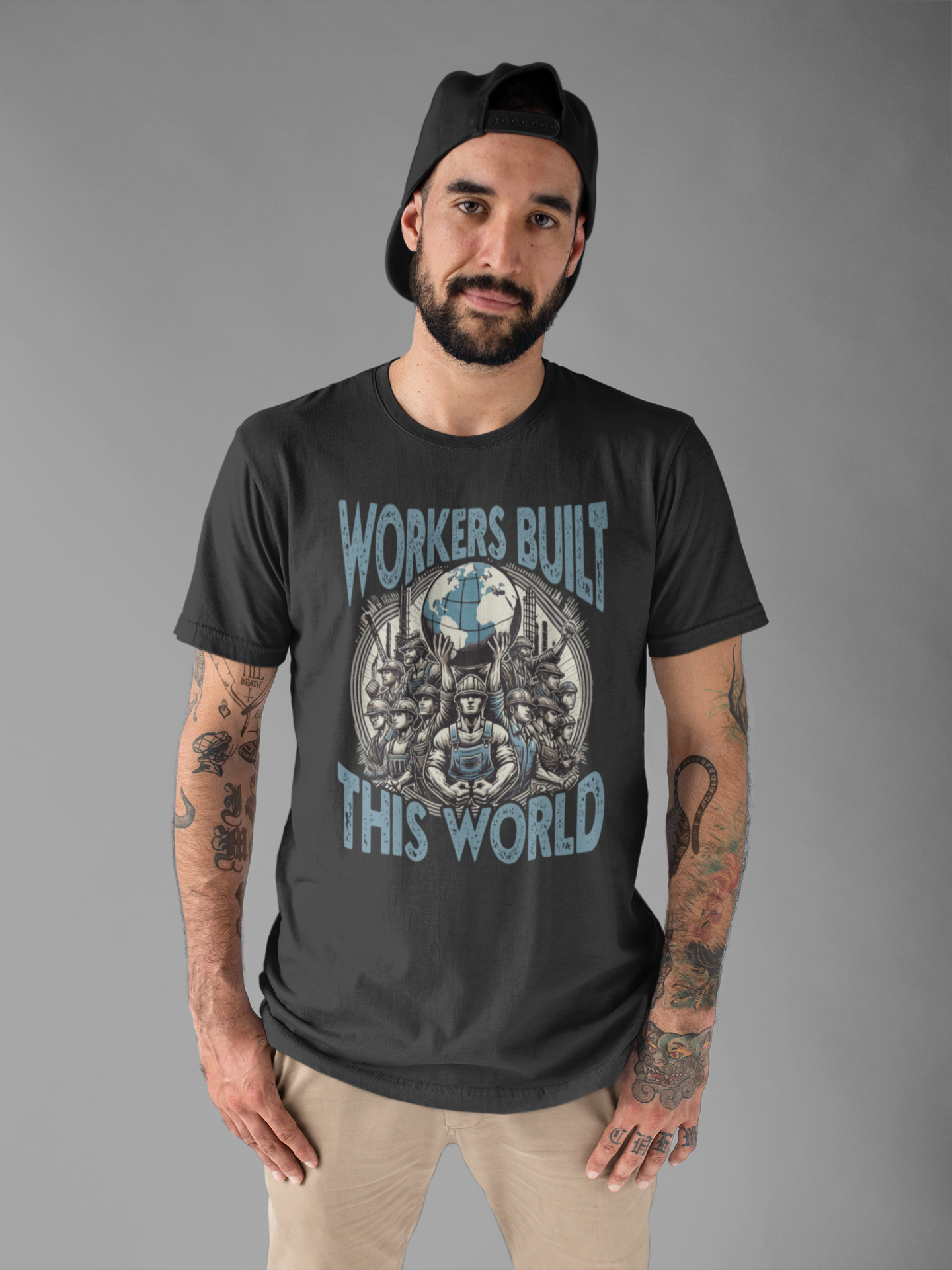 Workers Built This World Labor Power Respect Graphic Industrial T-Shirt