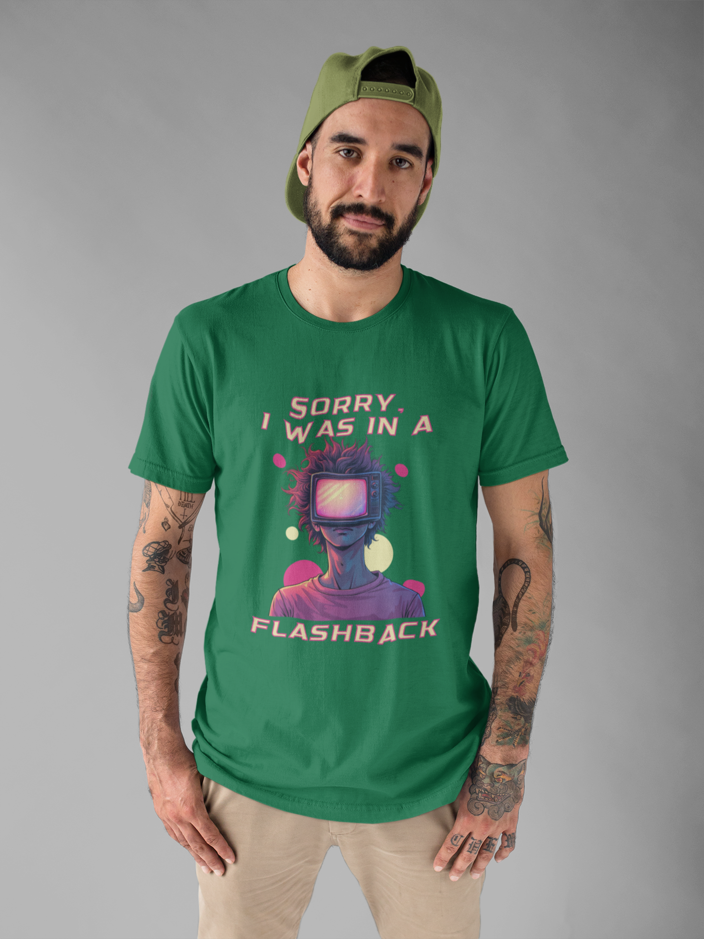 Sorry I Was in a Flashback – Retro TV Head Vintage Aesthetics and Nostalgic Vibes Graphic T-Shirt