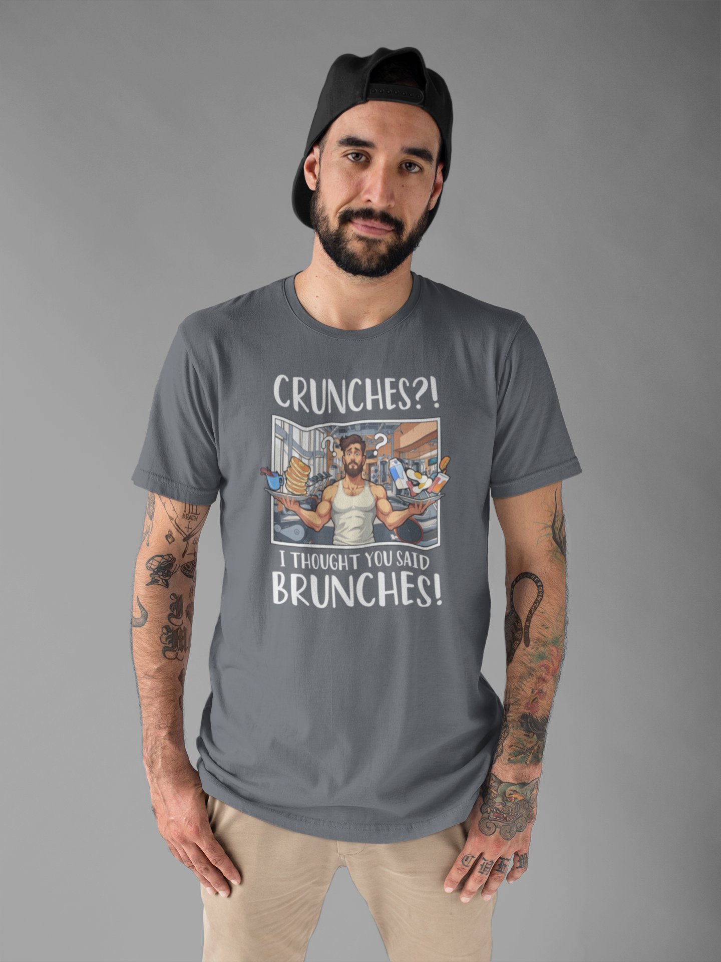 Crunches? I Thought You Said Brunches Funny Lifestyle Tee for Foodies, Gym Skippers, and Brunch Squad Members With Sass