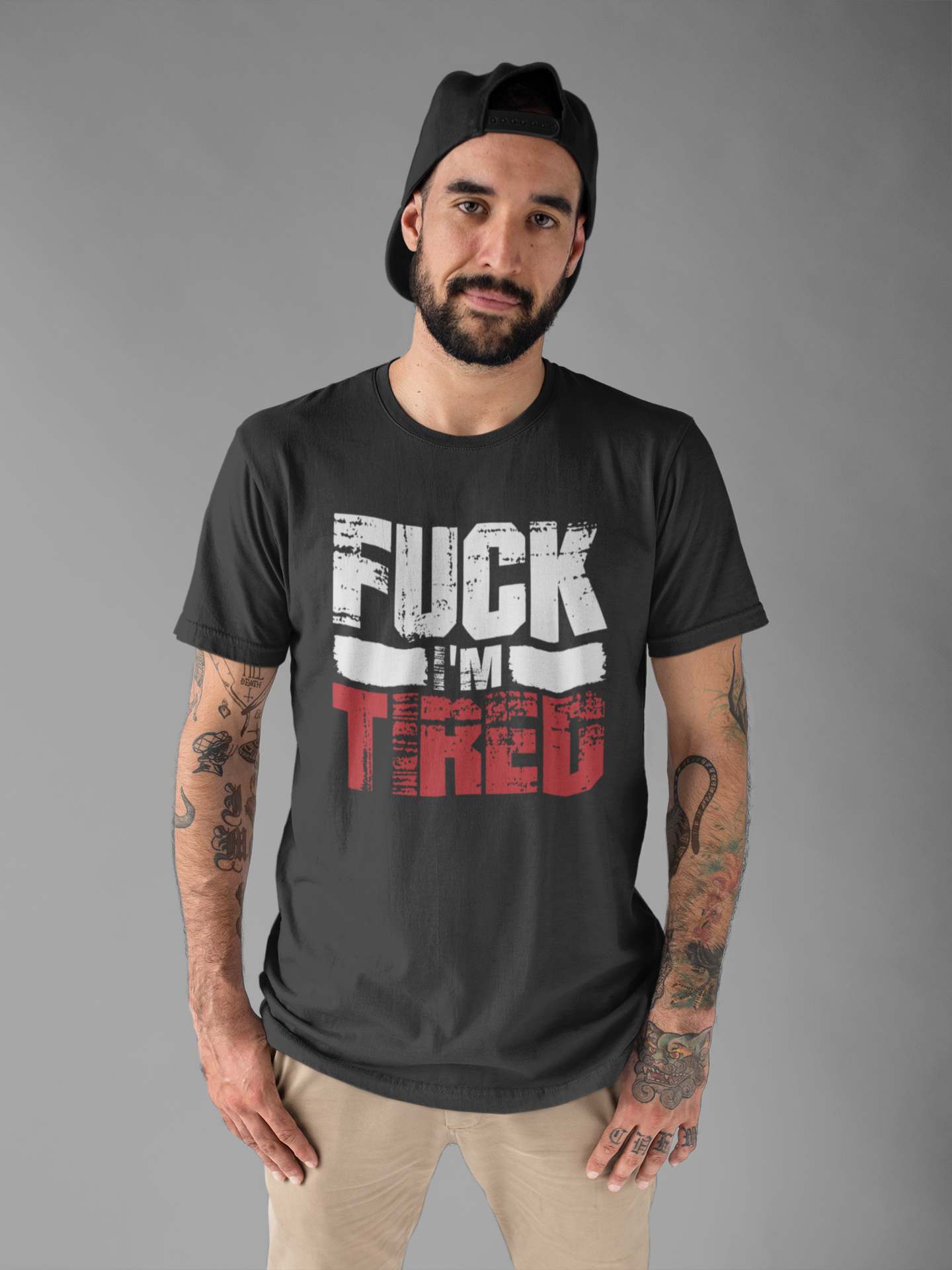 Fuck I'm Tired Shirt, Funny Exhausted Gym Tee, Slang FIT Workout T Shirt, Relatable Fitness Humor Apparel, Sarcastic Gym Mood Top