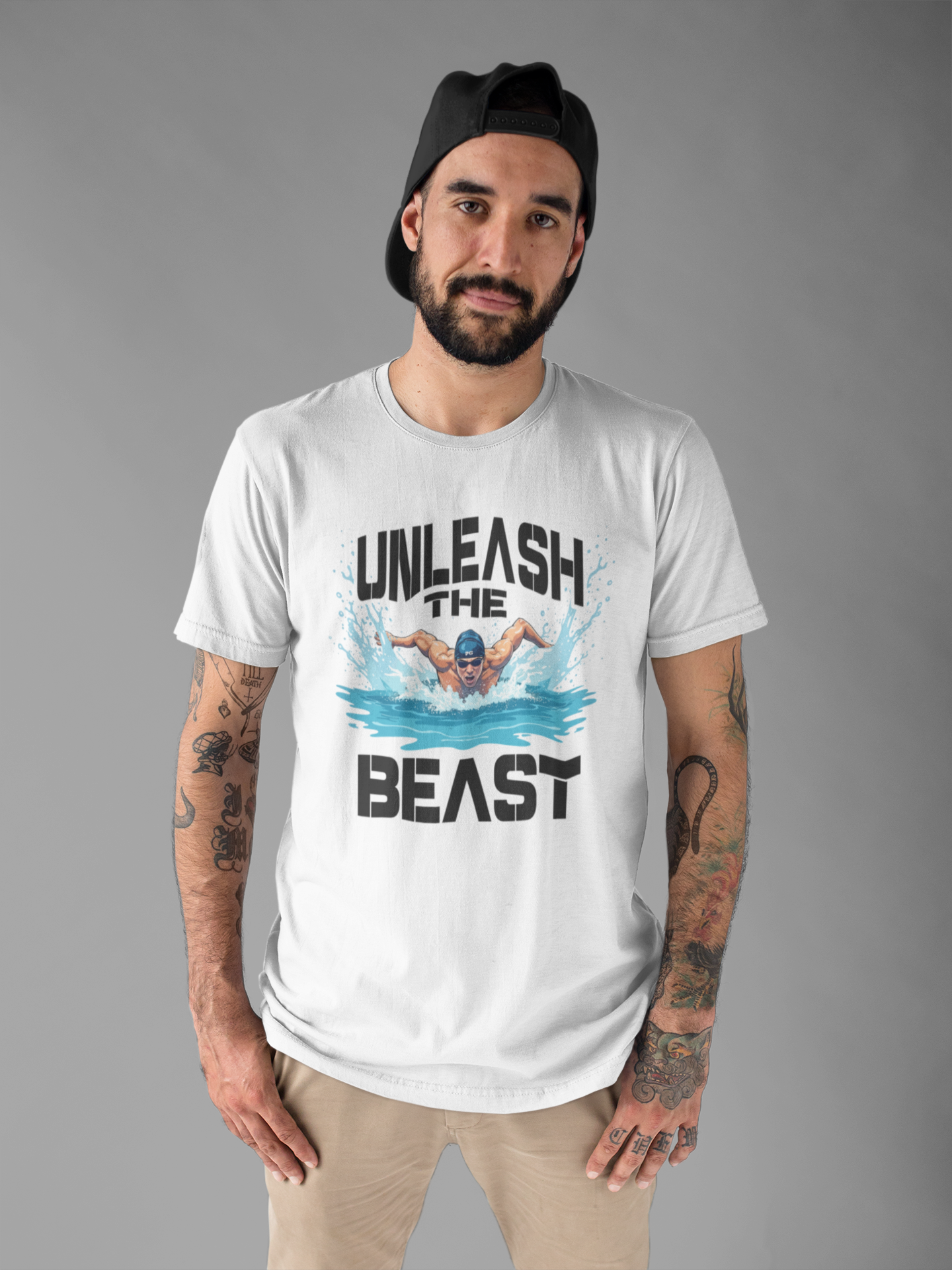Unleash the Beast Butterfly Stroke Swimming Power Athlete Sports T-Shirt