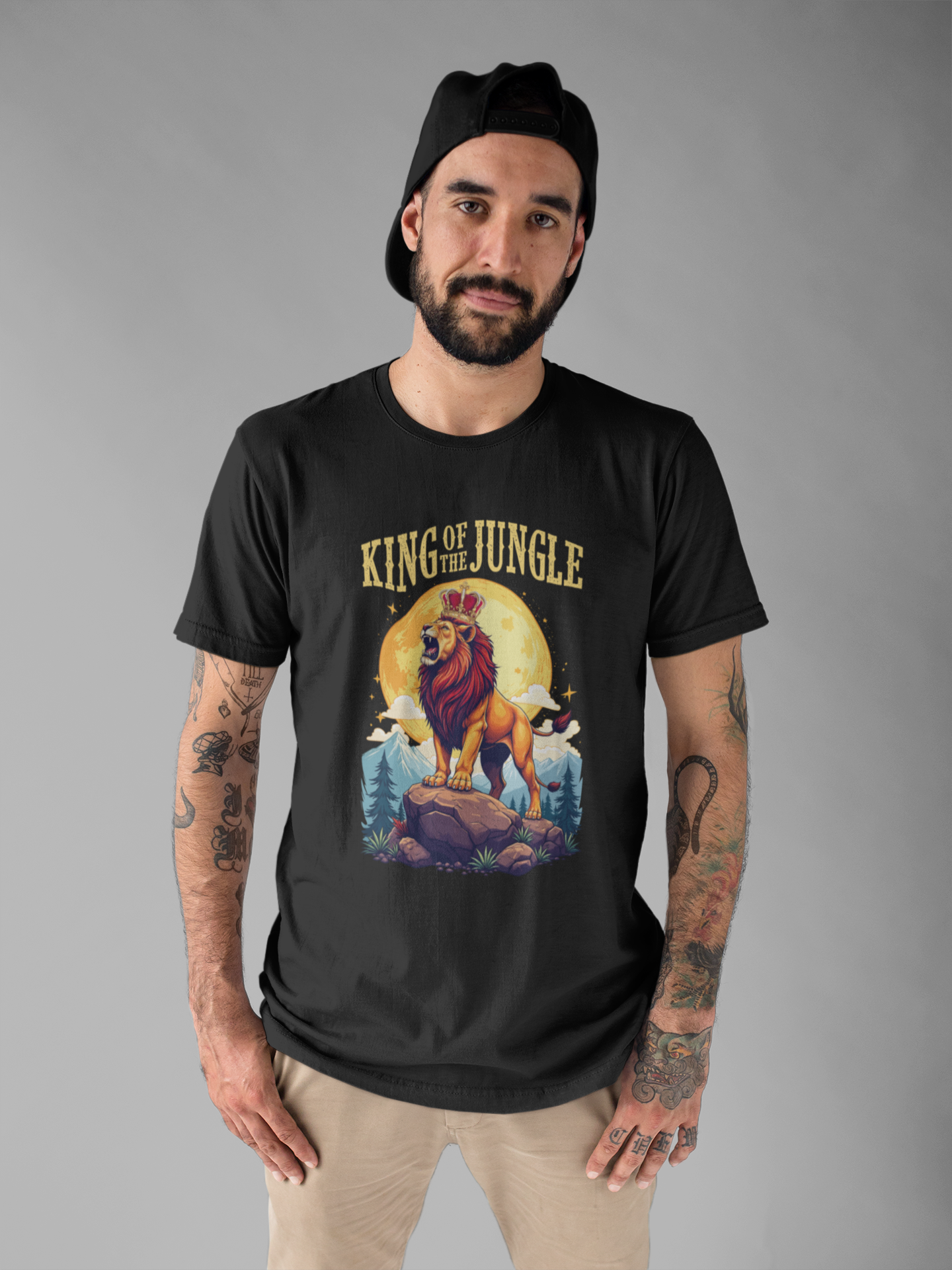 King of the Jungle T-Shirt – Majestic Lion with Crown Graphic Tee
