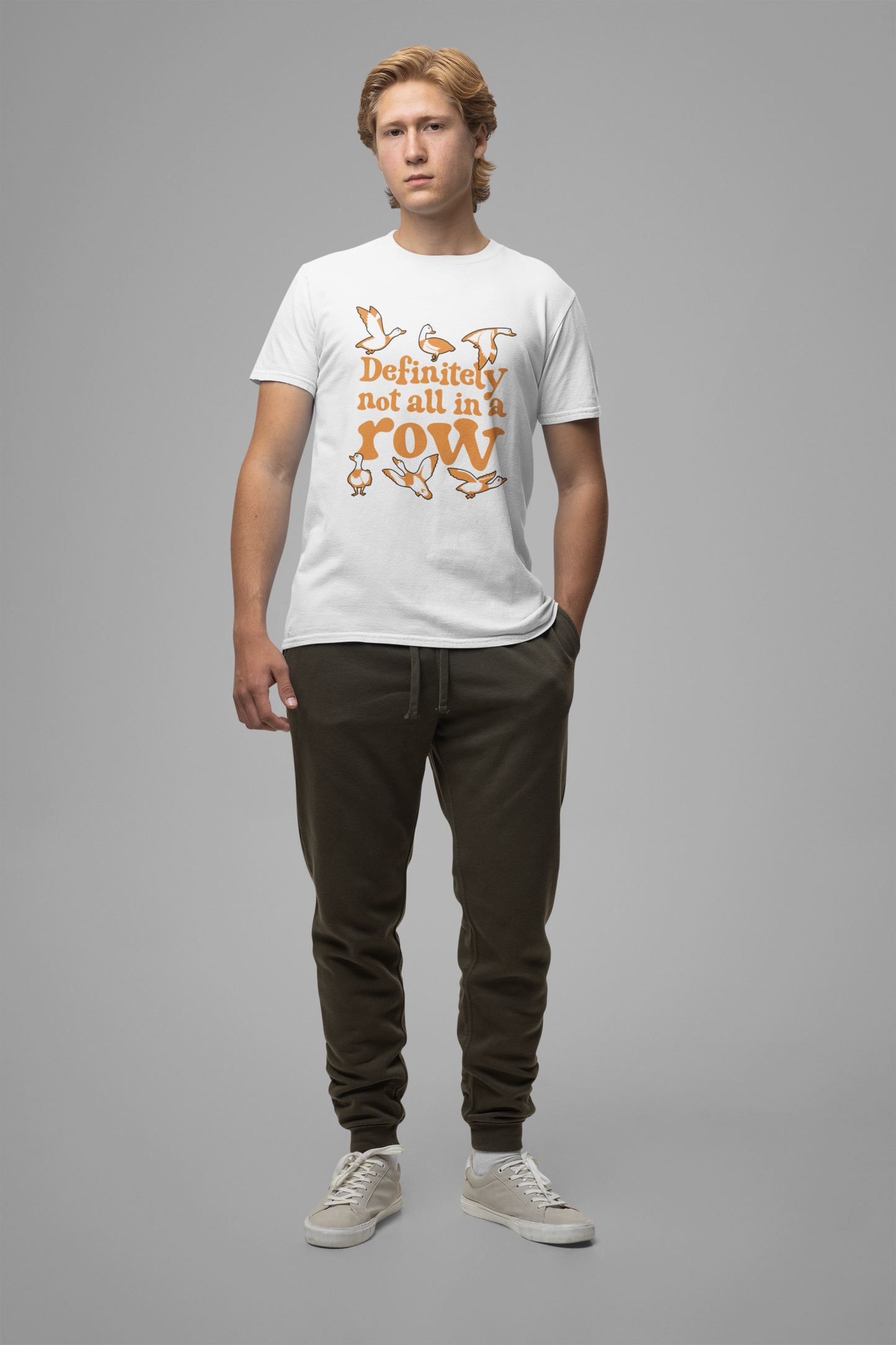Definitely Not All In a Row T-Shirt – Funny Goose Chaos Graphic Tee