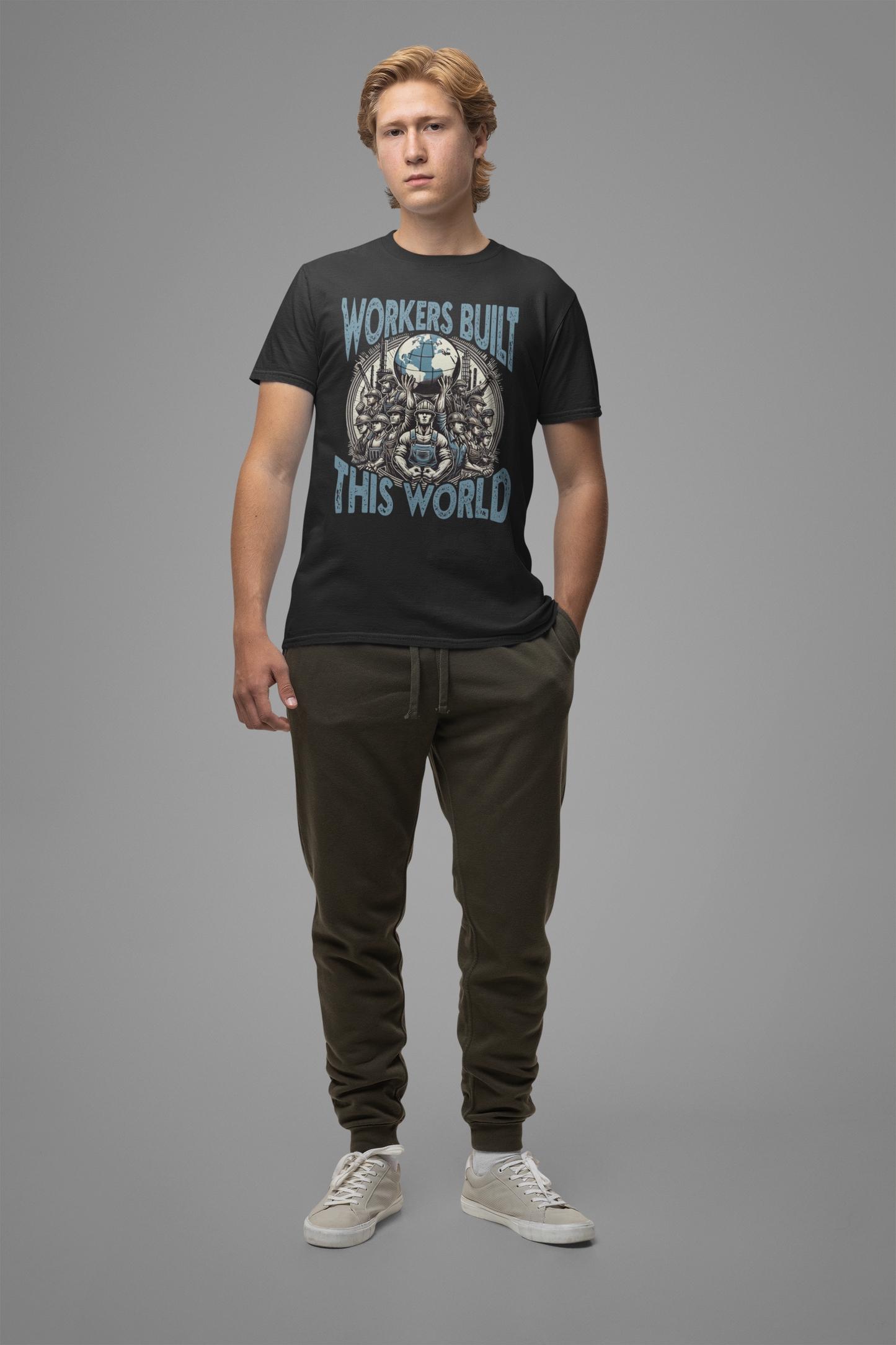 Workers Built This World Labor Power Respect Graphic Industrial T-Shirt