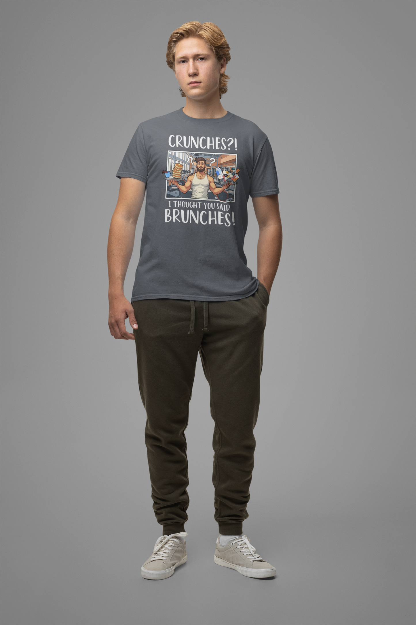 Crunches? I Thought You Said Brunches Funny Lifestyle Tee for Foodies, Gym Skippers, and Brunch Squad Members With Sass