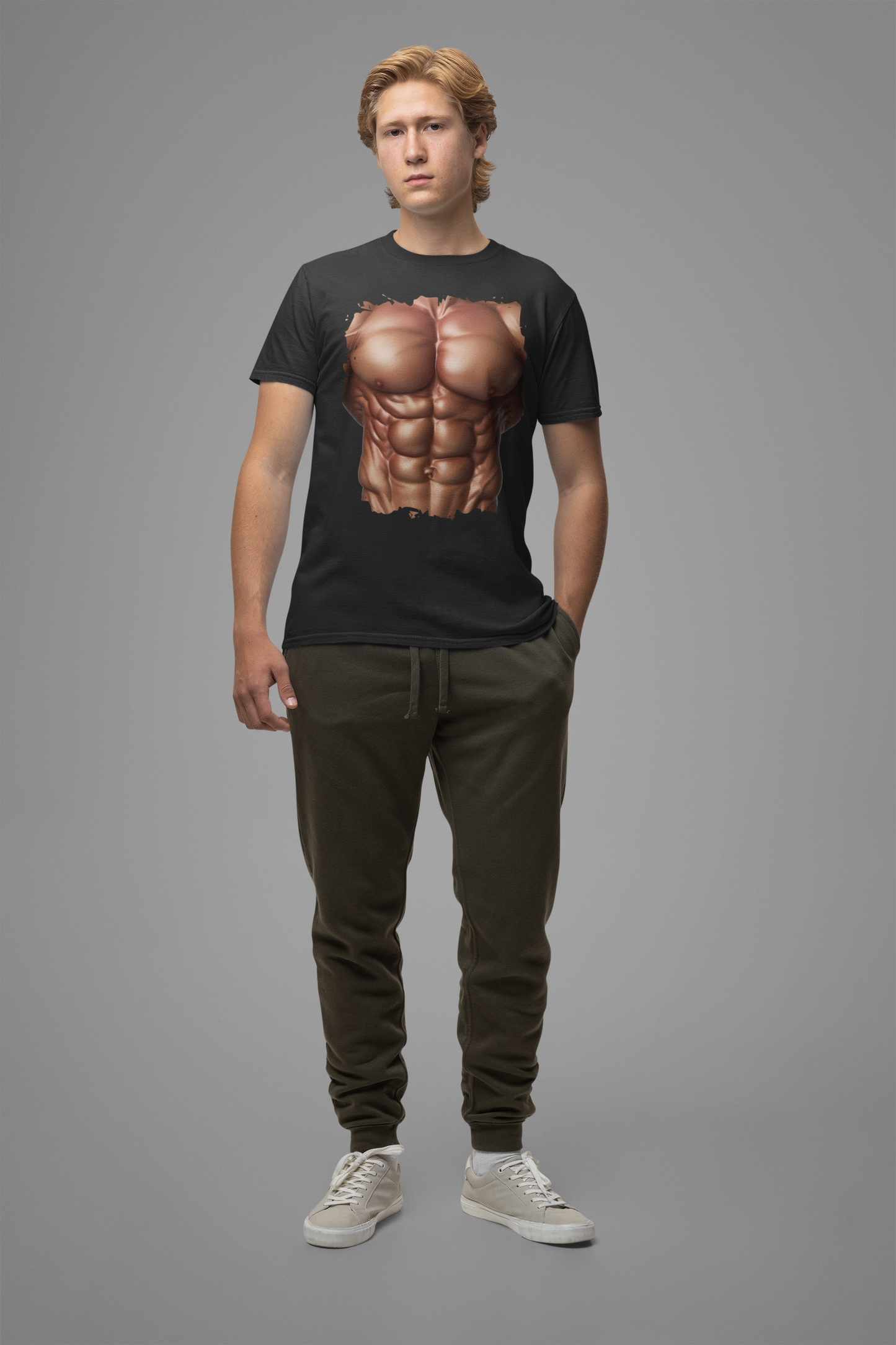 Chest Six Pack Abs Shirt, Muscles Bodybuilder Tee, Printed Gym T Shirt, Fitness Buff Costume Apparel, Fake Abs Funny Graphic Top