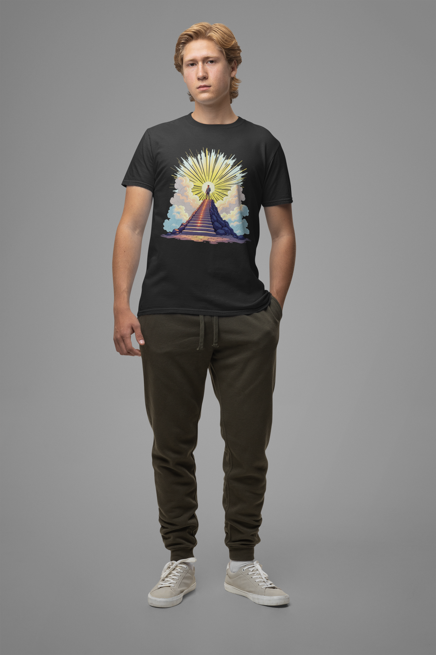Believe Receive Achieve Inspirational Sunrise Stairway Success T-Shirt