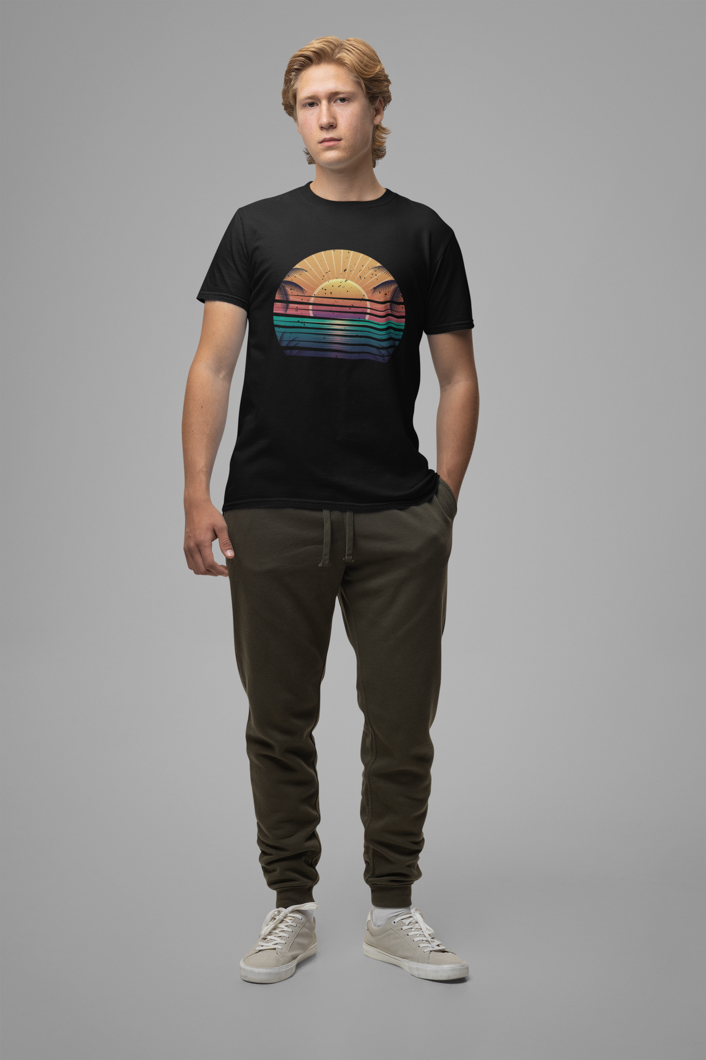 Sun Kissed & Ocean Blissed – Beach Sunset with Palm Trees Graphic T-Shirt